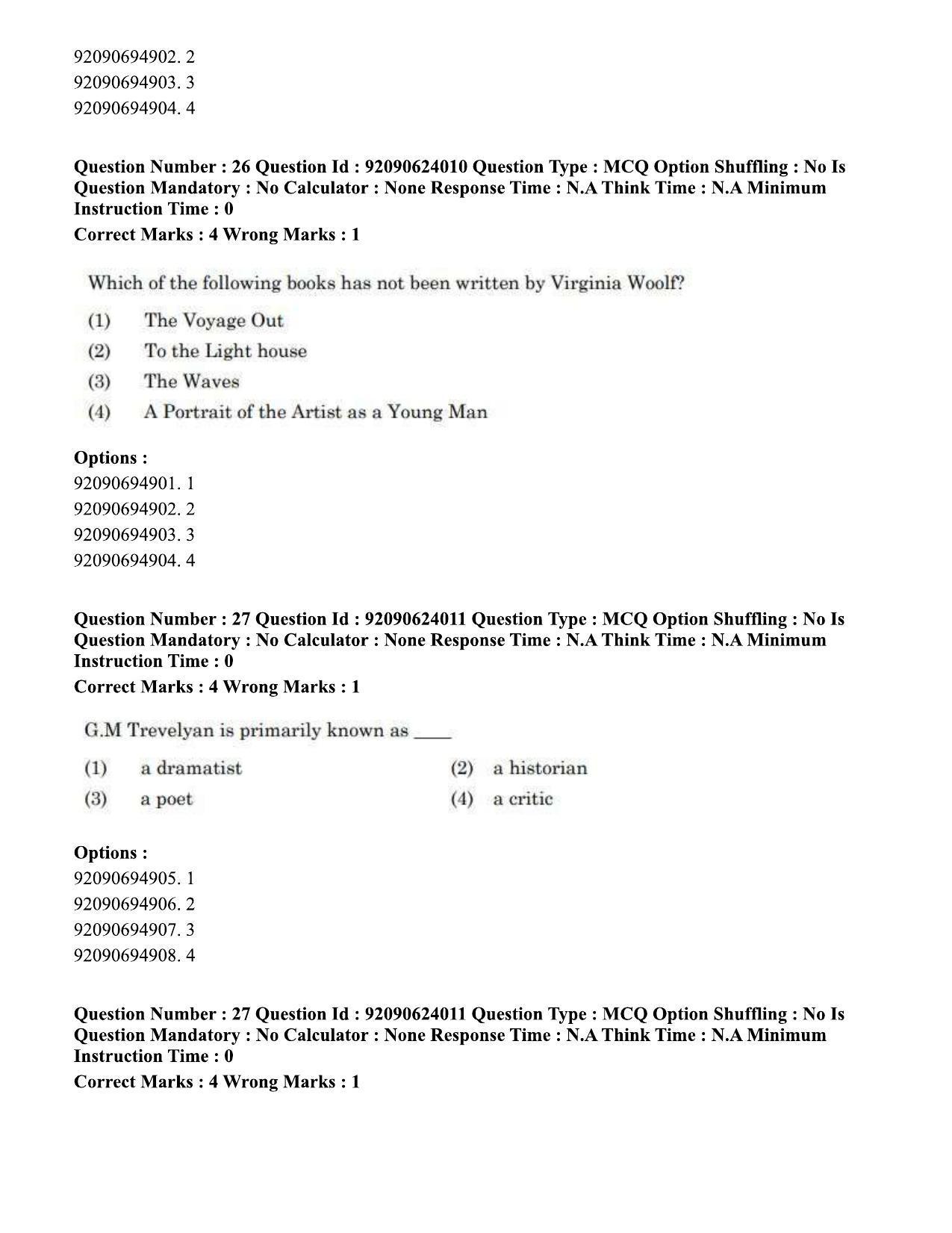 CUET PG 2023: LAQP01 – English (Eng) - Shift 3 (24-06-2023) Question Paper  - Page 25