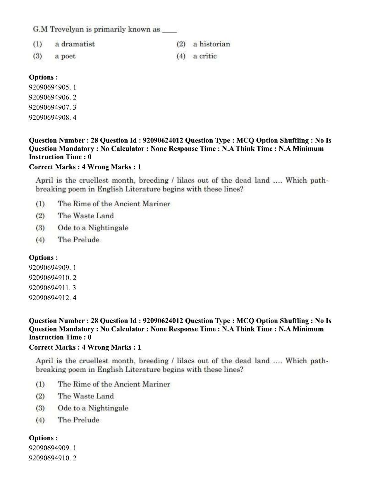 CUET PG 2023: LAQP01 – English (Eng) - Shift 3 (24-06-2023) Question Paper  - Page 26