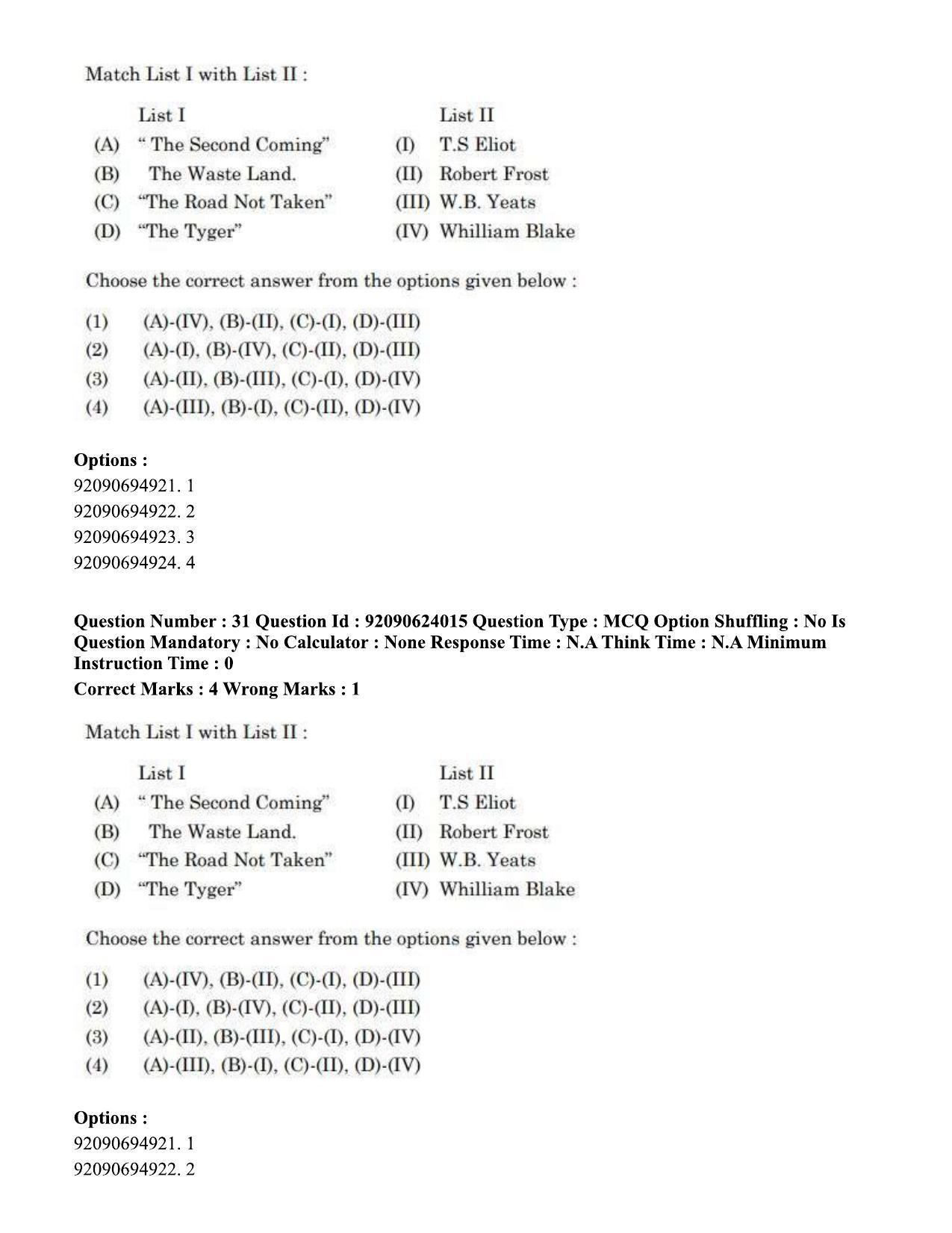 CUET PG 2023: LAQP01 – English (Eng) - Shift 3 (24-06-2023) Question Paper  - Page 29