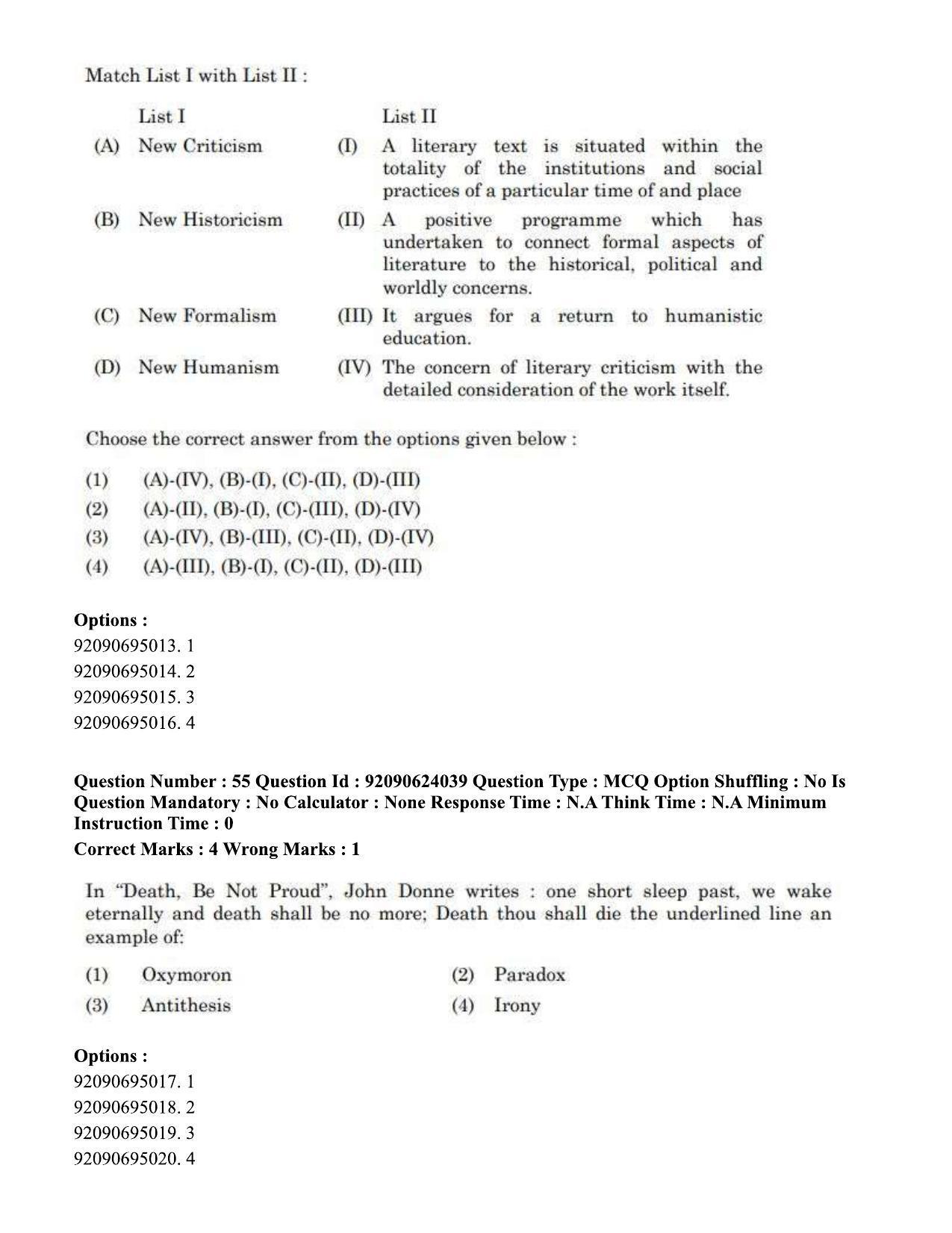 CUET PG 2023: LAQP01 – English (Eng) - Shift 3 (24-06-2023) Question Paper  - Page 51