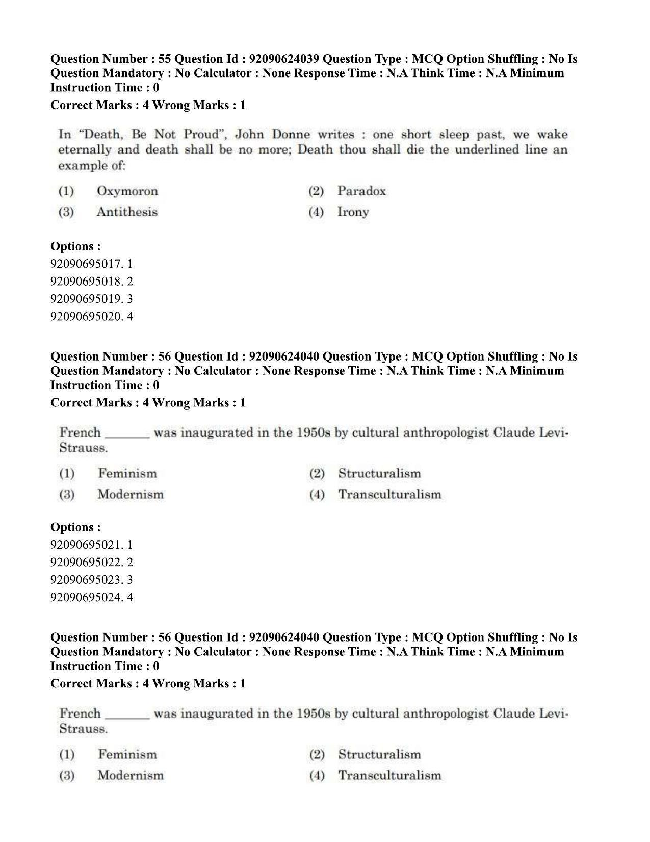 CUET PG 2023: LAQP01 – English (Eng) - Shift 3 (24-06-2023) Question Paper  - Page 52