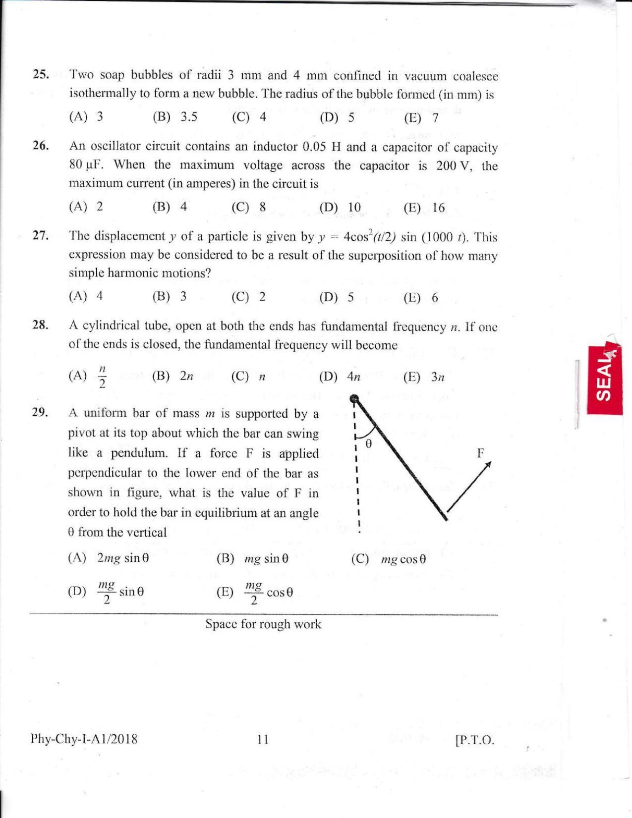 KEAM Paper I 2018 Question Paper - Page 11