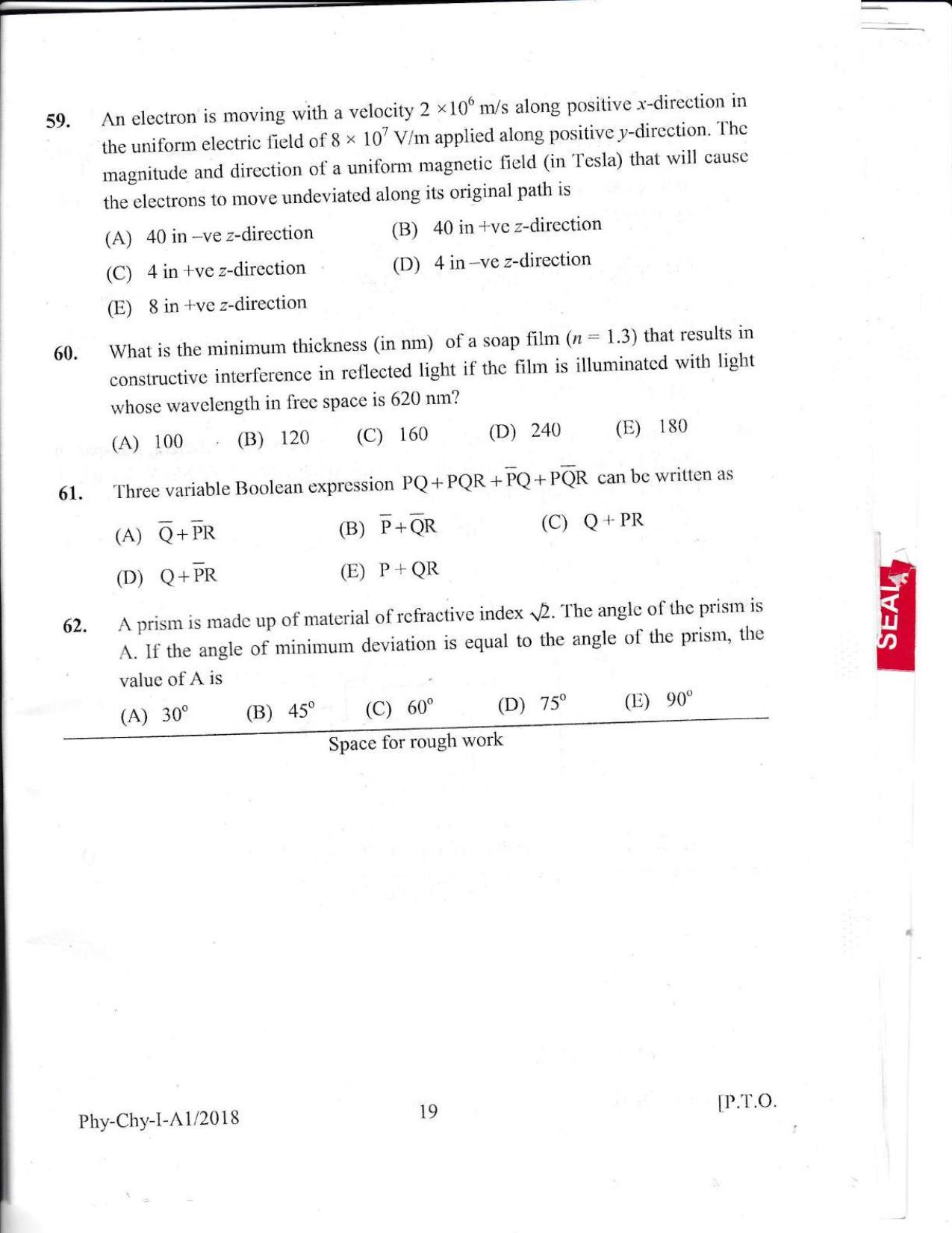 KEAM Paper I 2018 Question Paper - Page 19
