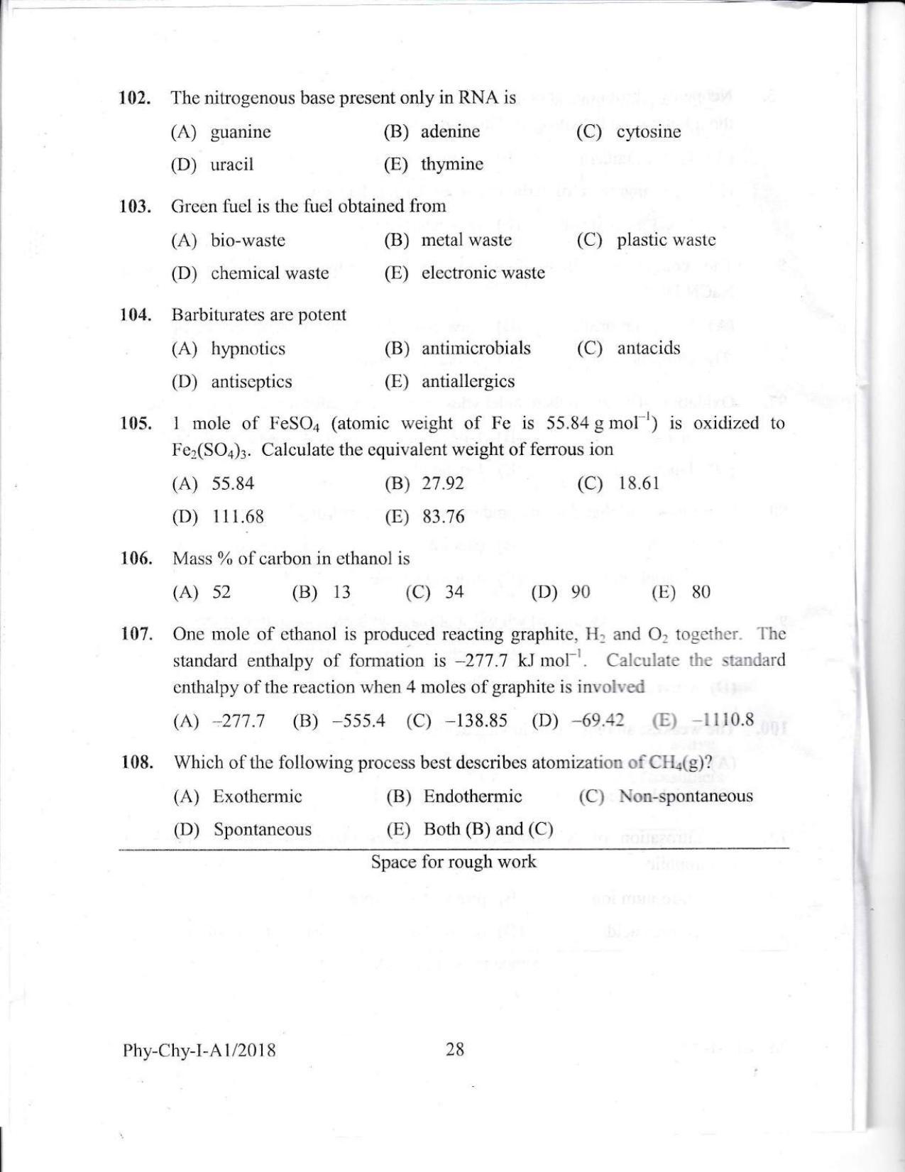 KEAM Paper I 2018 Question Paper - Page 28
