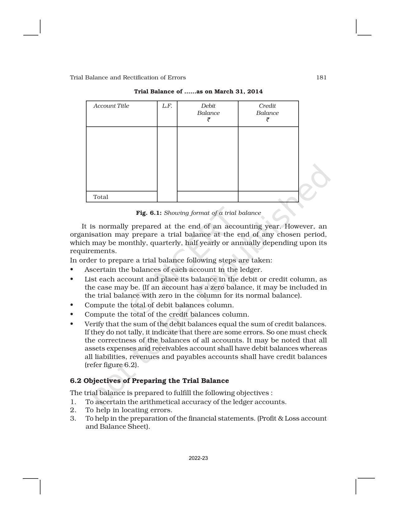 NCERT Book for Class 11 Accountancy (Part-I) Chapter 6 Trial Balance and Rectification of Errors - Page 2