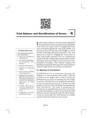 NCERT Book for Class 11 Accountancy (Part-I) Chapter 6 Trial Balance and Rectification of Errors