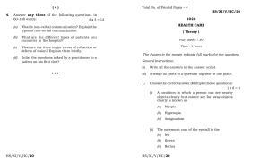 Meghalaya Board (MBOSE) Class 11 Health Care 2020 Question Paper