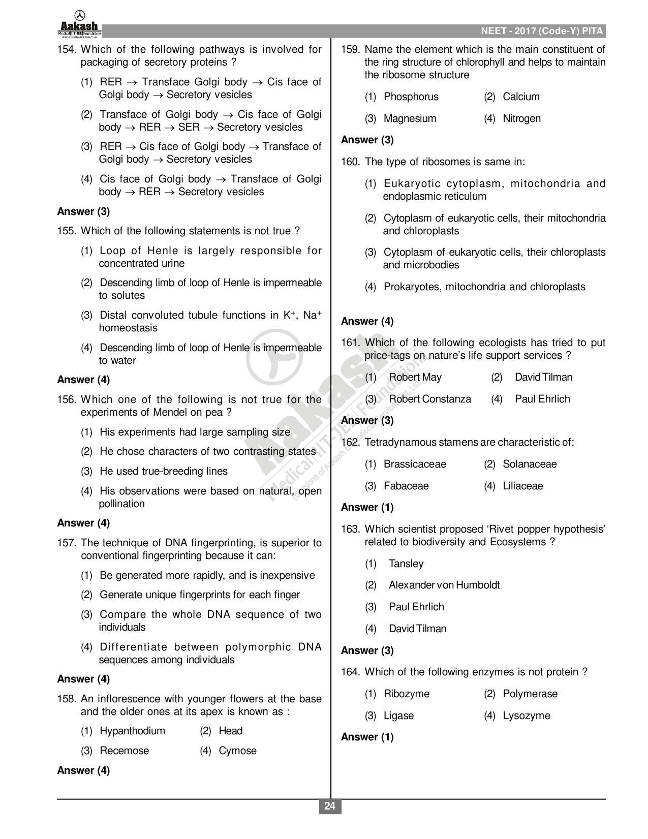  NEET Code Y 2017 Answer & Solutions - Page 24