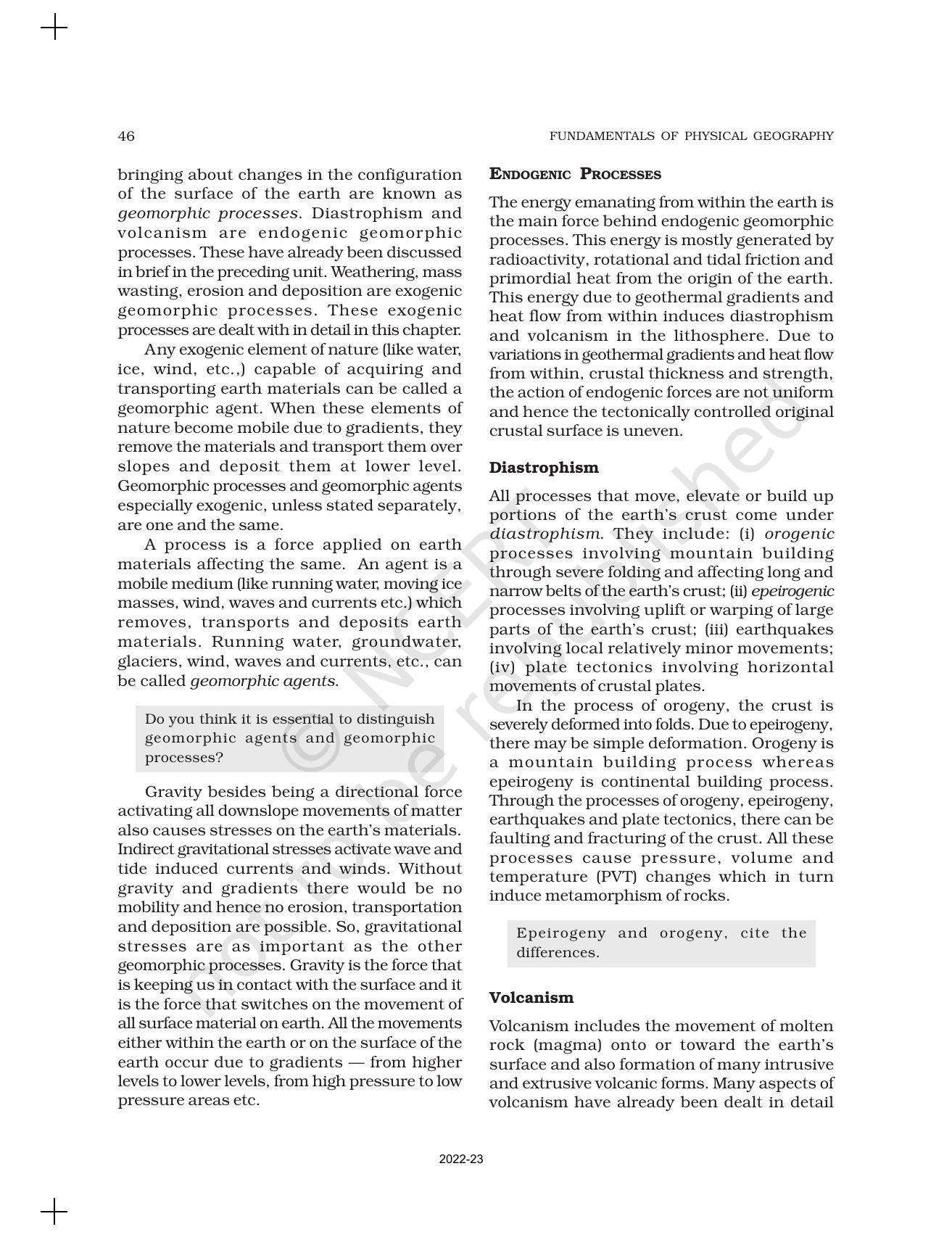 NCERT Book for Class 11 Geography (Part-I) Chapter 6 Geomorphic Processes - Page 2