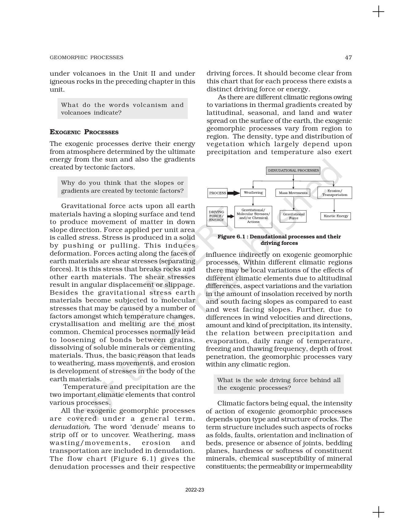 NCERT Book for Class 11 Geography (Part-I) Chapter 6 Geomorphic Processes - Page 3