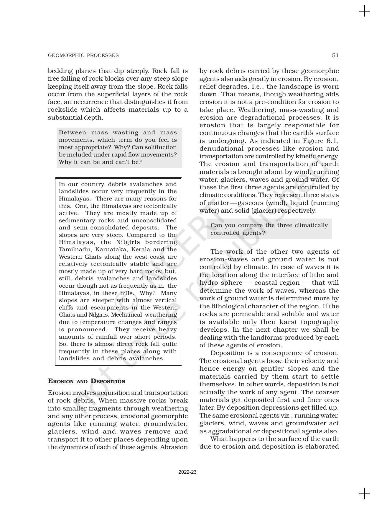 NCERT Book for Class 11 Geography (Part-I) Chapter 6 Geomorphic Processes - Page 7