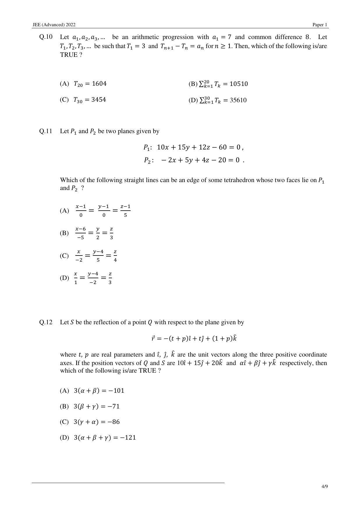JEE (Advanced) 2022 Paper I - English Question Paper - Page 4