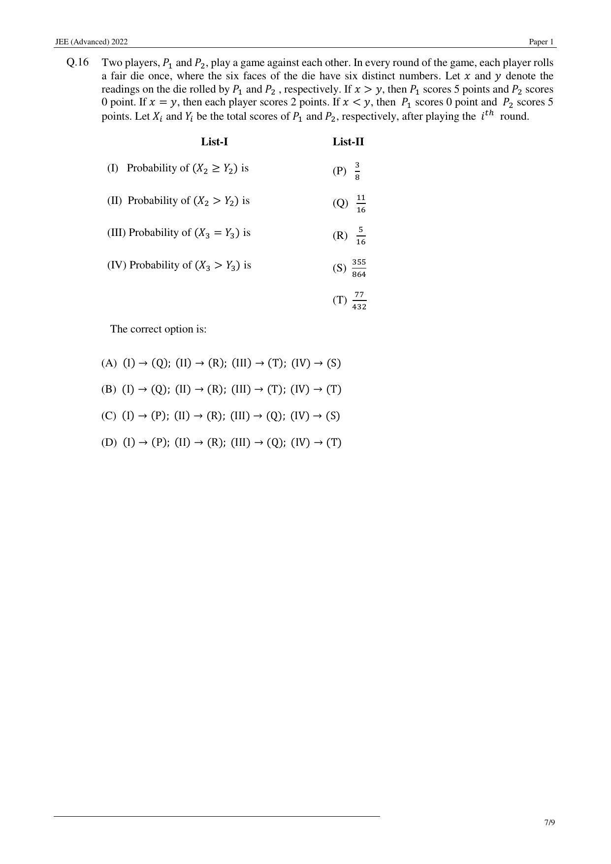 JEE (Advanced) 2022 Paper I - English Question Paper - Page 7