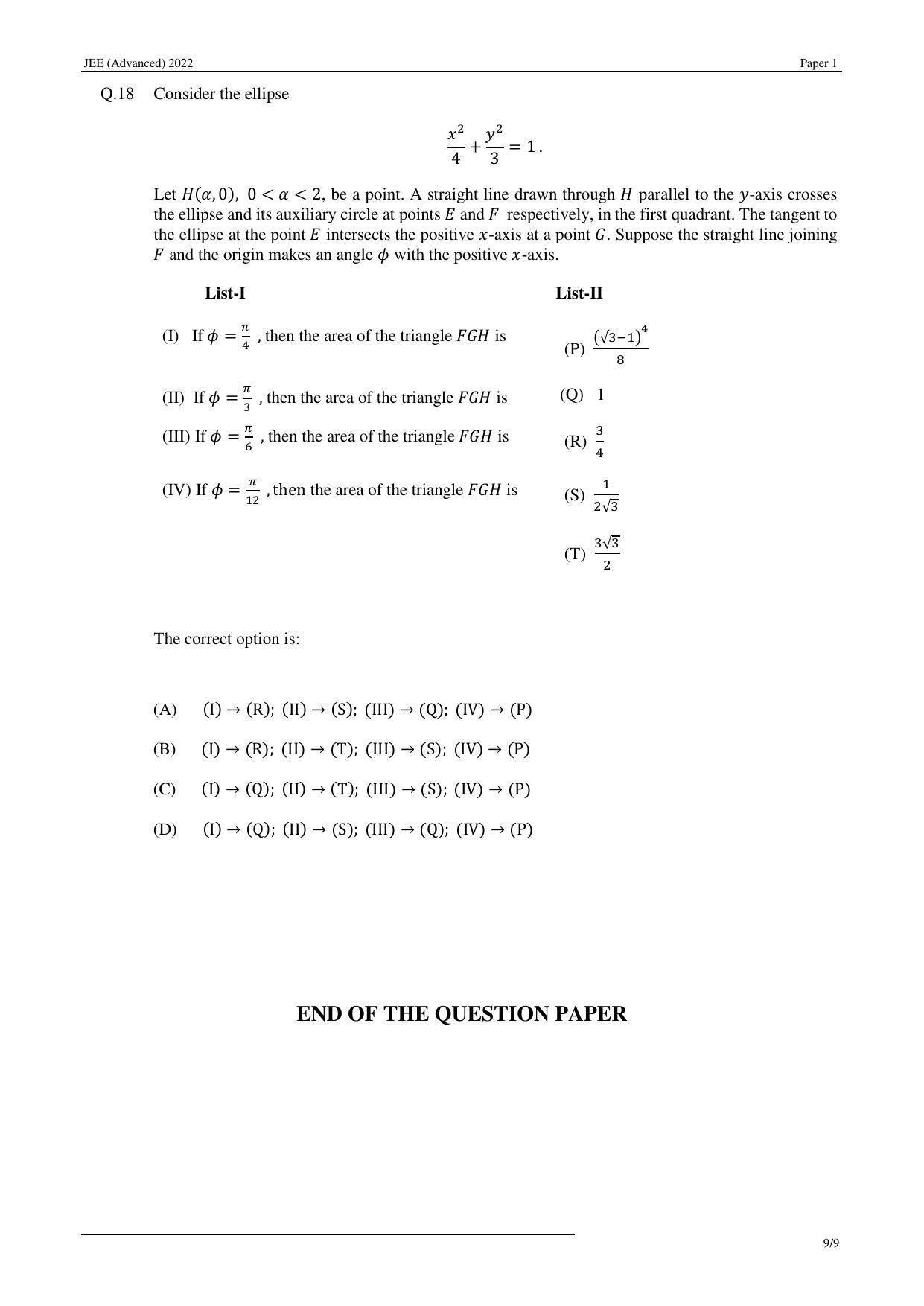 JEE (Advanced) 2022 Paper I - English Question Paper - Page 9