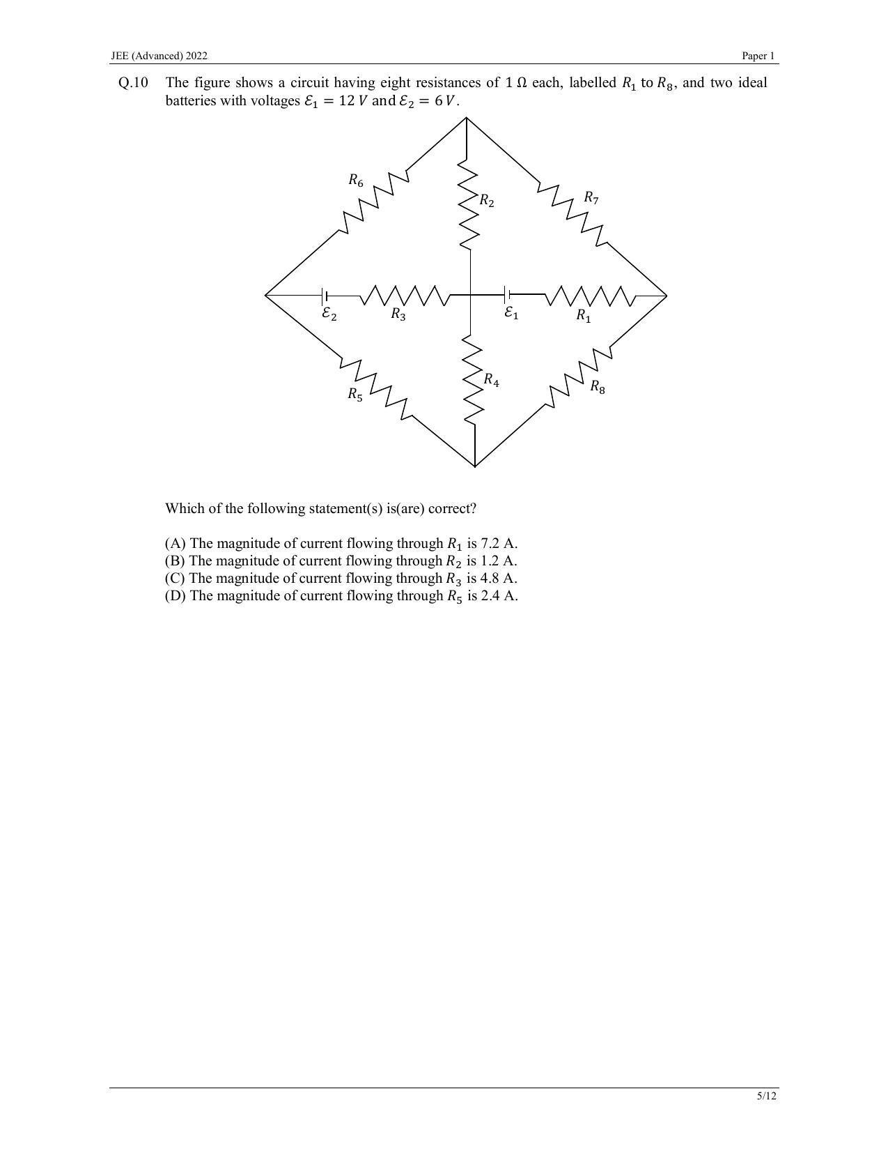 JEE (Advanced) 2022 Paper I - English Question Paper - Page 14