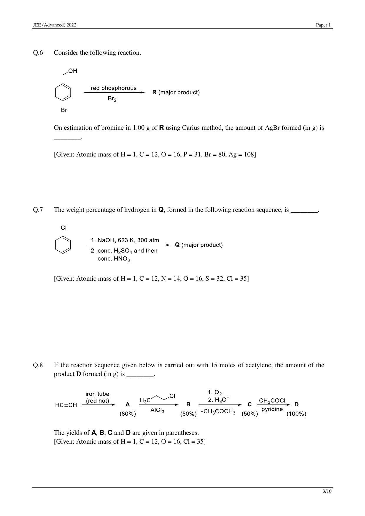 JEE (Advanced) 2022 Paper I - English Question Paper - Page 24