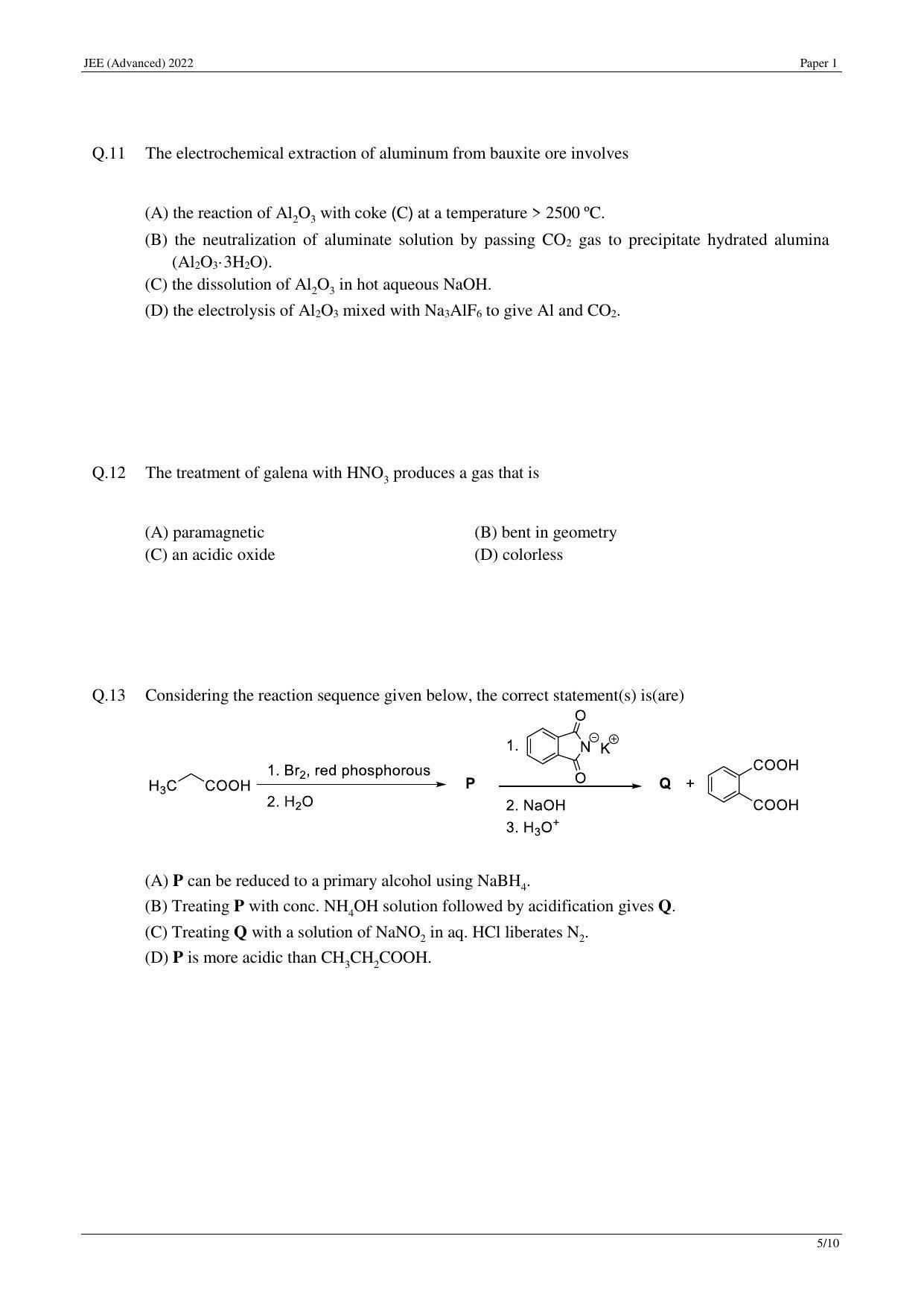 JEE (Advanced) 2022 Paper I - English Question Paper - Page 26