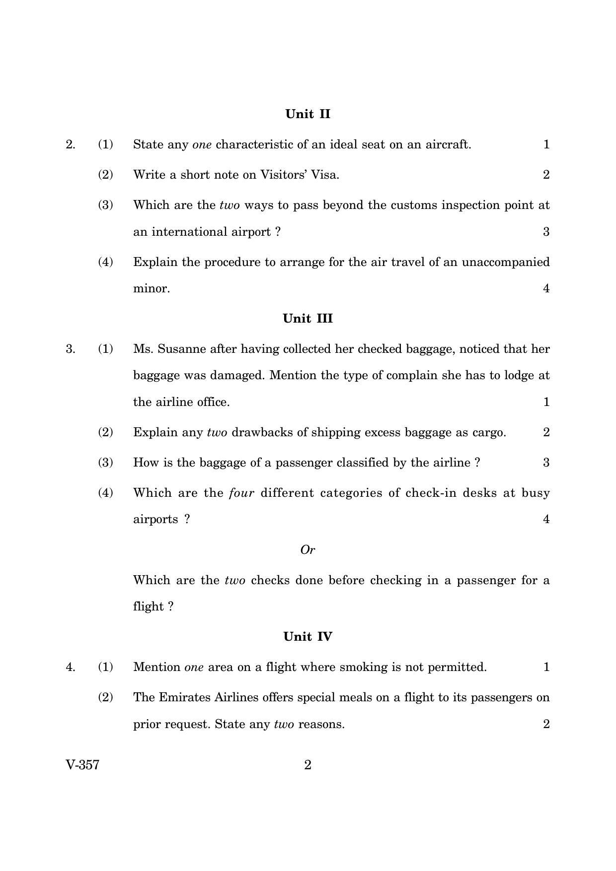 Goa Board Class 12 Travel Formalities (March 2019) Question Paper - Page 2