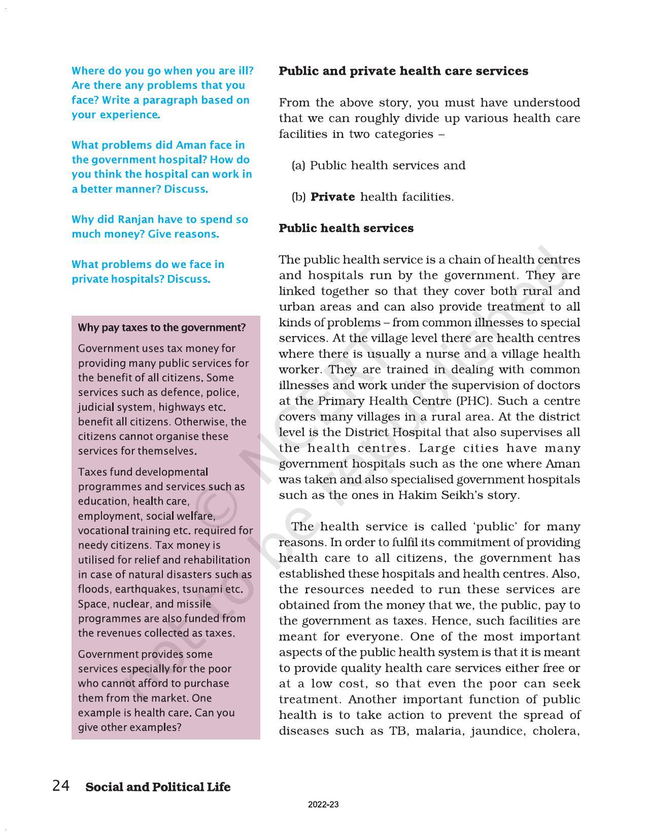 NCERT Book for Class 7 Social Science(Civics): Chapter 2-Role of the Government in Health - Page 9