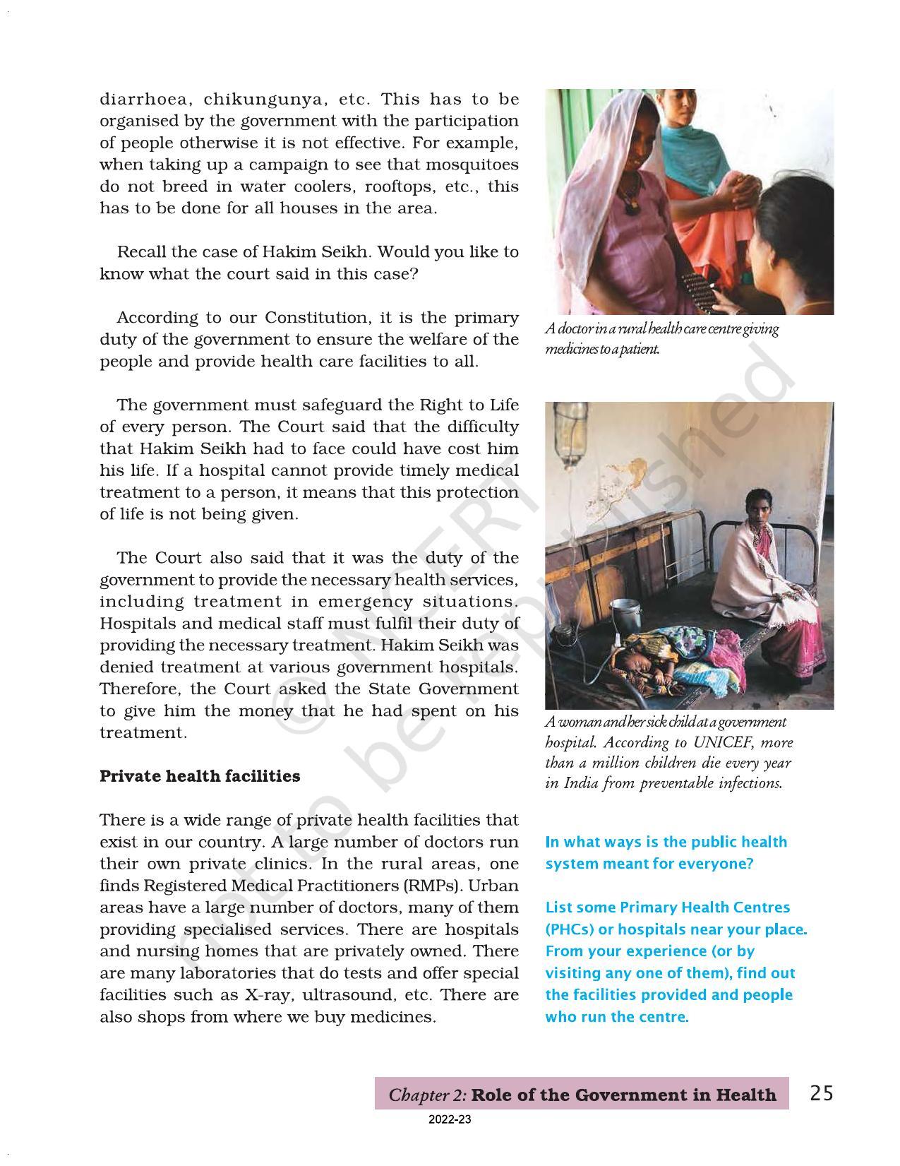 NCERT Book for Class 7 Social Science(Civics): Chapter 2-Role of the Government in Health - Page 10