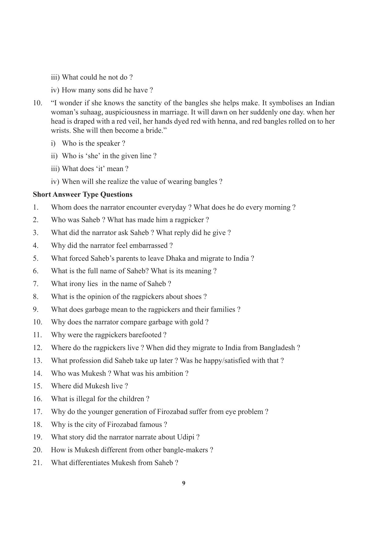 Tripura Board Class 12 English Workbooks - Page 9
