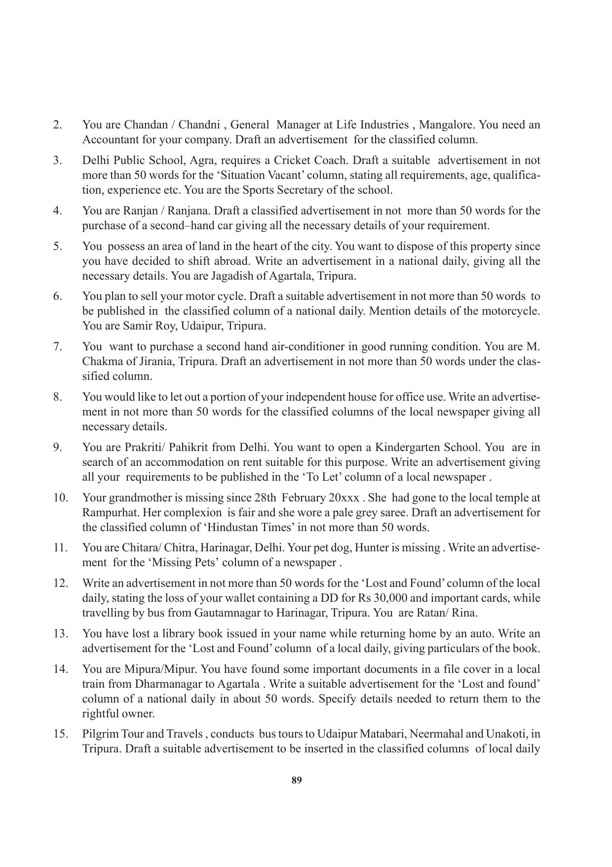 Tripura Board Class 12 English Workbooks - Page 89