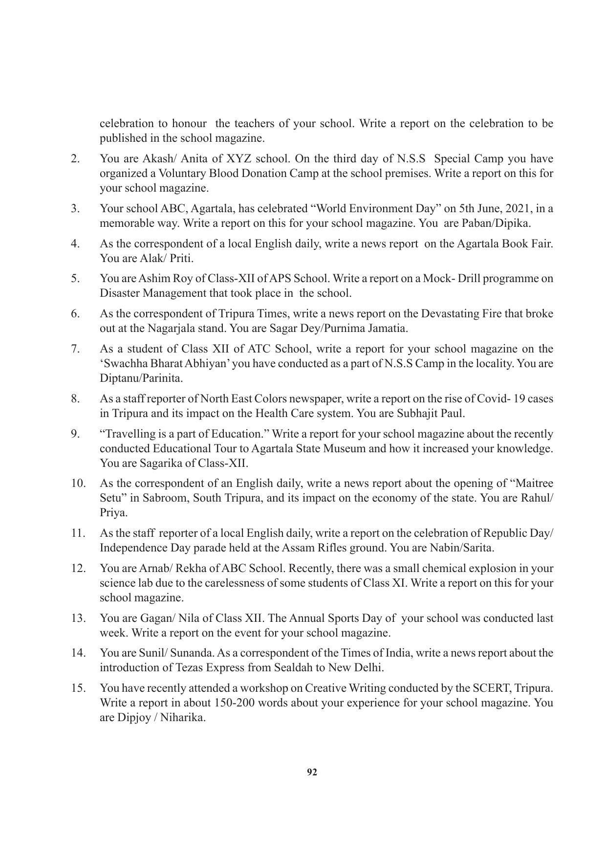 Tripura Board Class 12 English Workbooks - Page 92