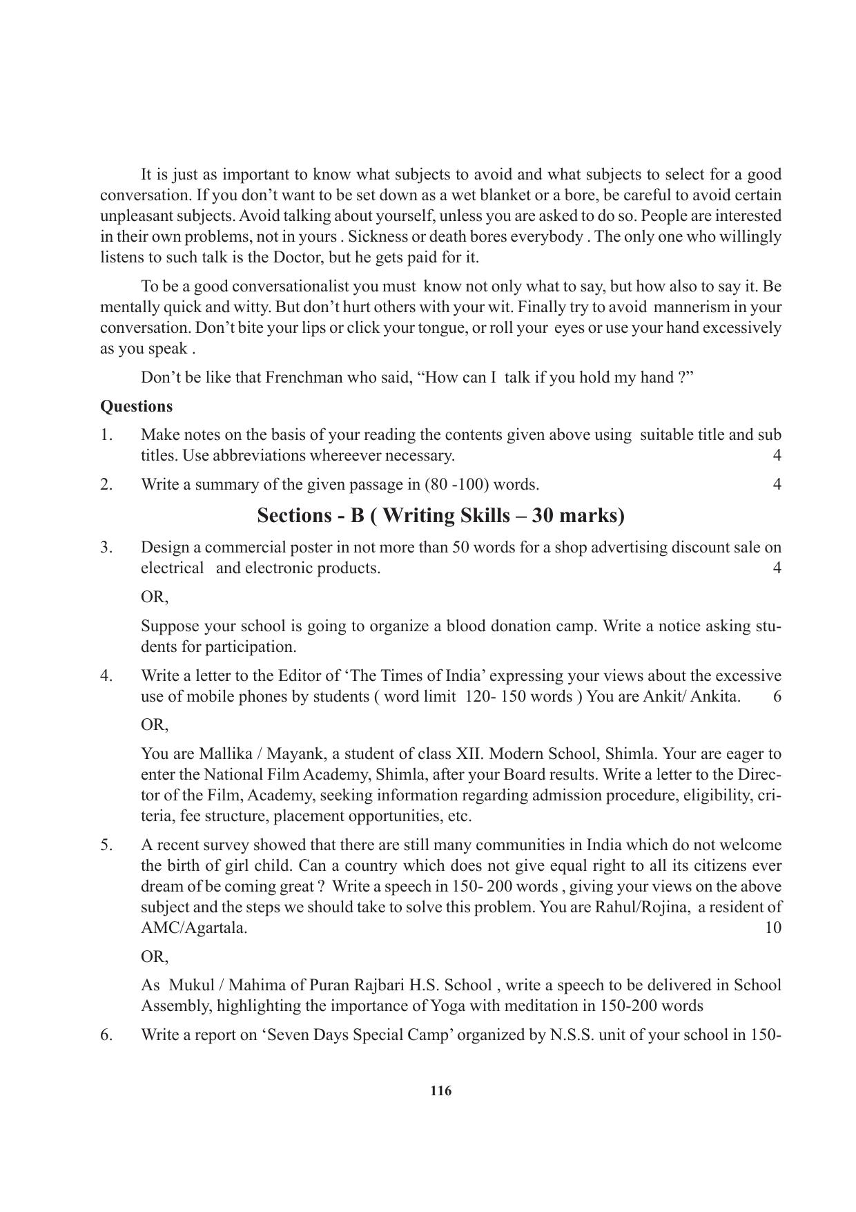 Tripura Board Class 12 English Workbooks - Page 116