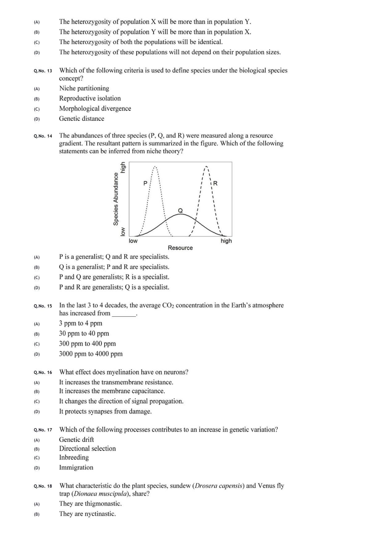 GATE 2020 Ecology and Evolution (EY) Question Paper - Page 5