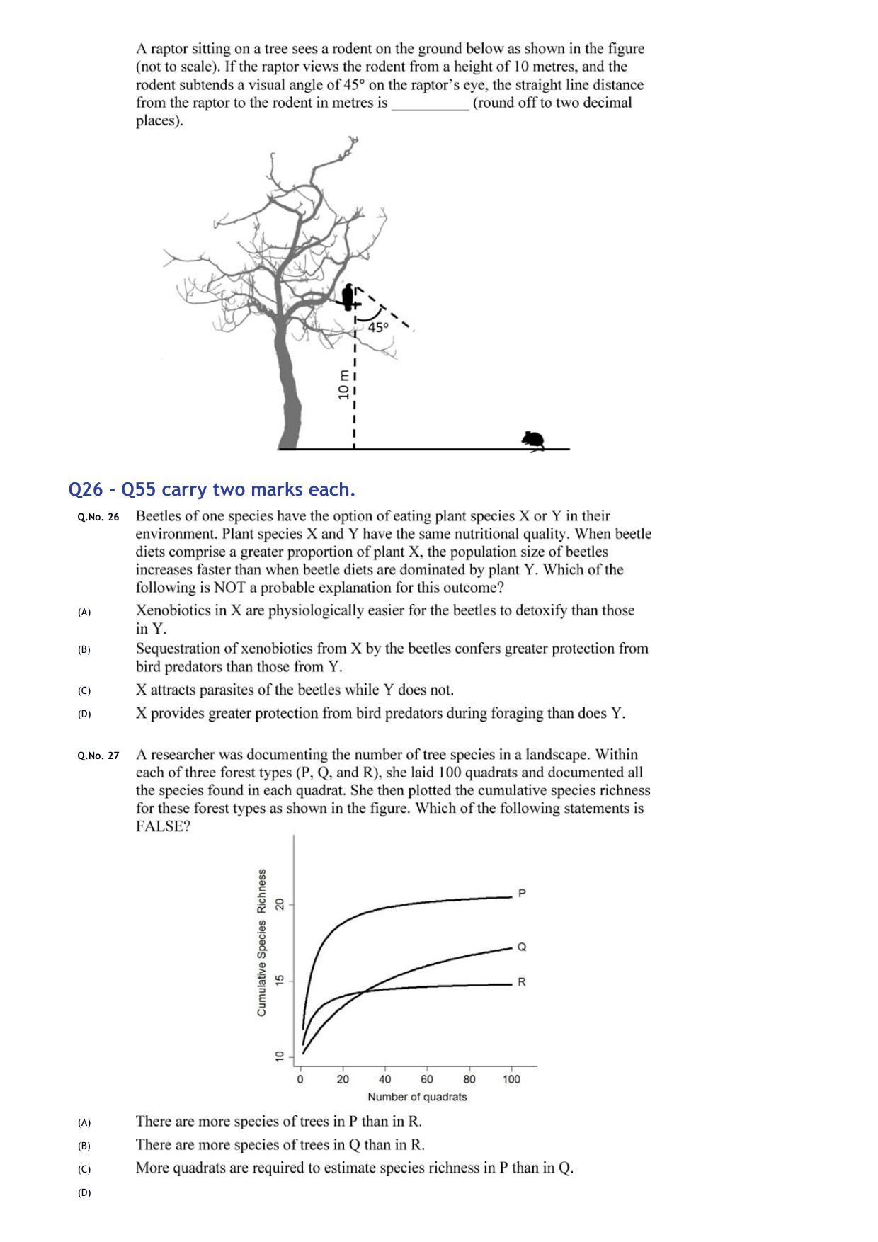 GATE 2020 Ecology and Evolution (EY) Question Paper - Page 7