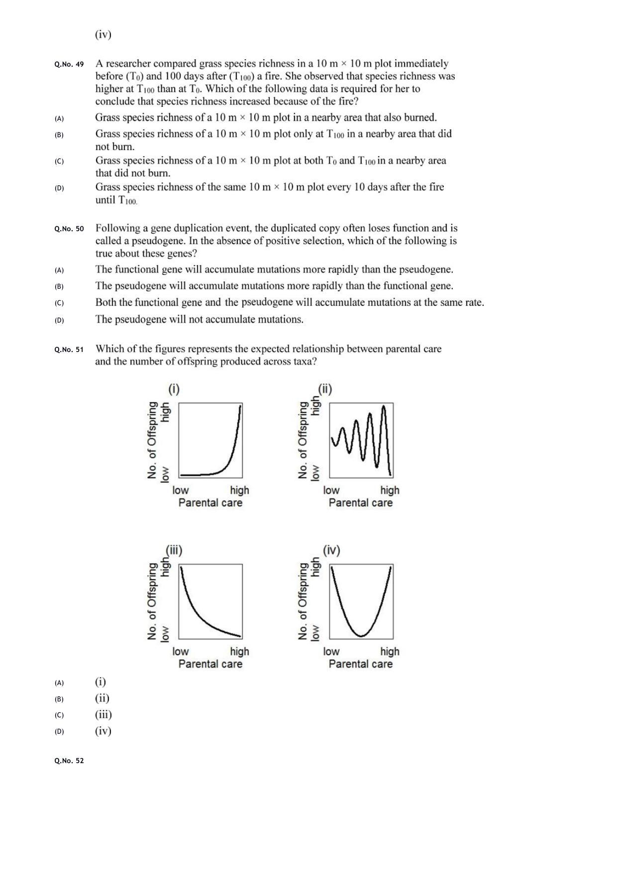 GATE 2020 Ecology and Evolution (EY) Question Paper - Page 15