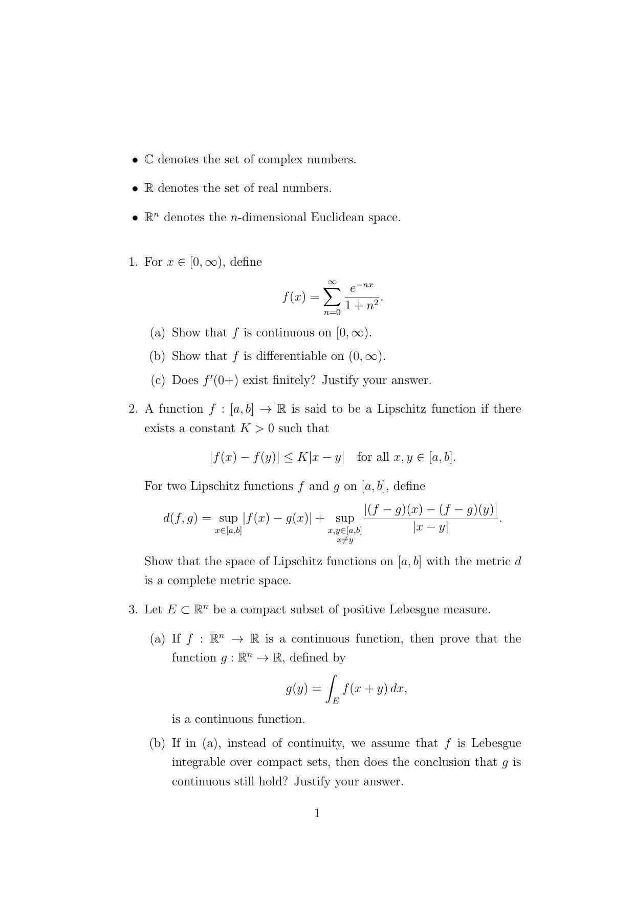 ISI Admission Test JRF in Mathematics MTA 2021 Sample Paper - Page 1