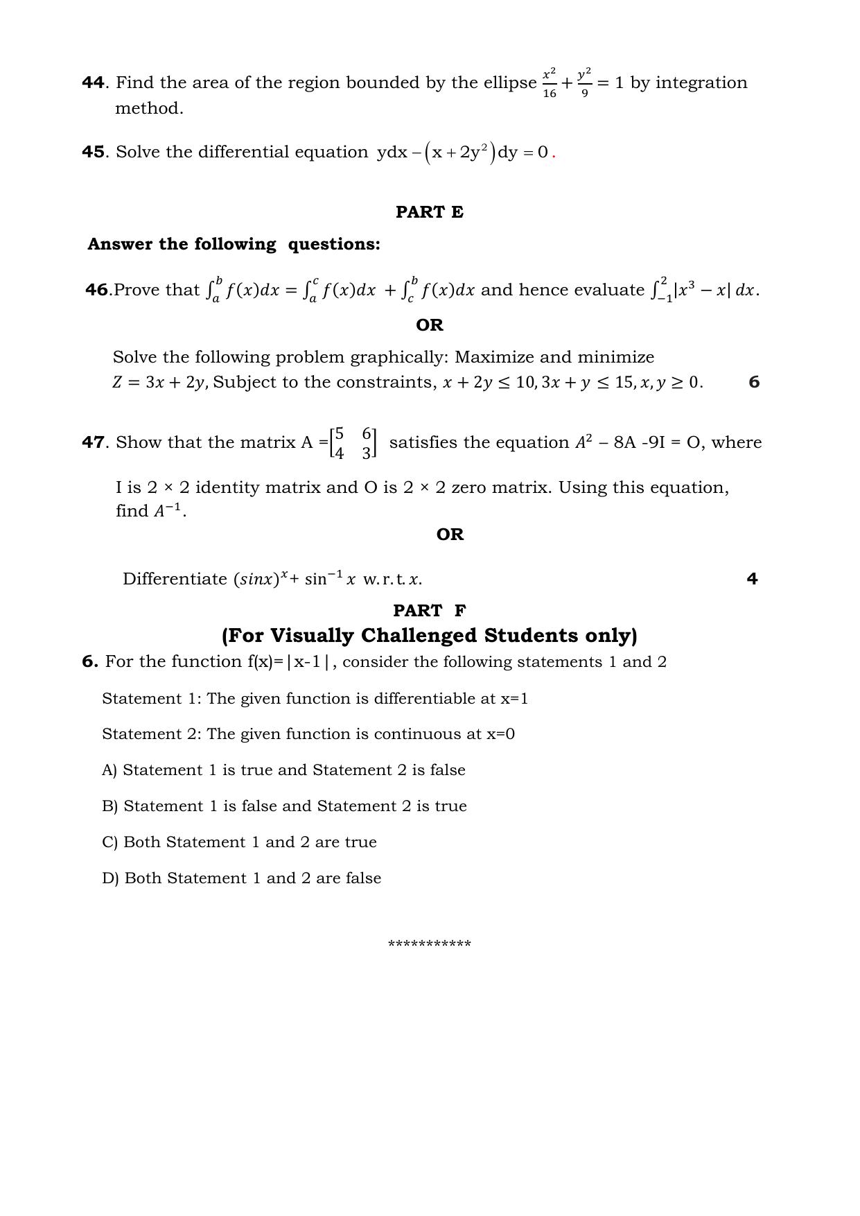 Karnataka II PUC Mathematics Model Question Paper II 2025 - Page 6