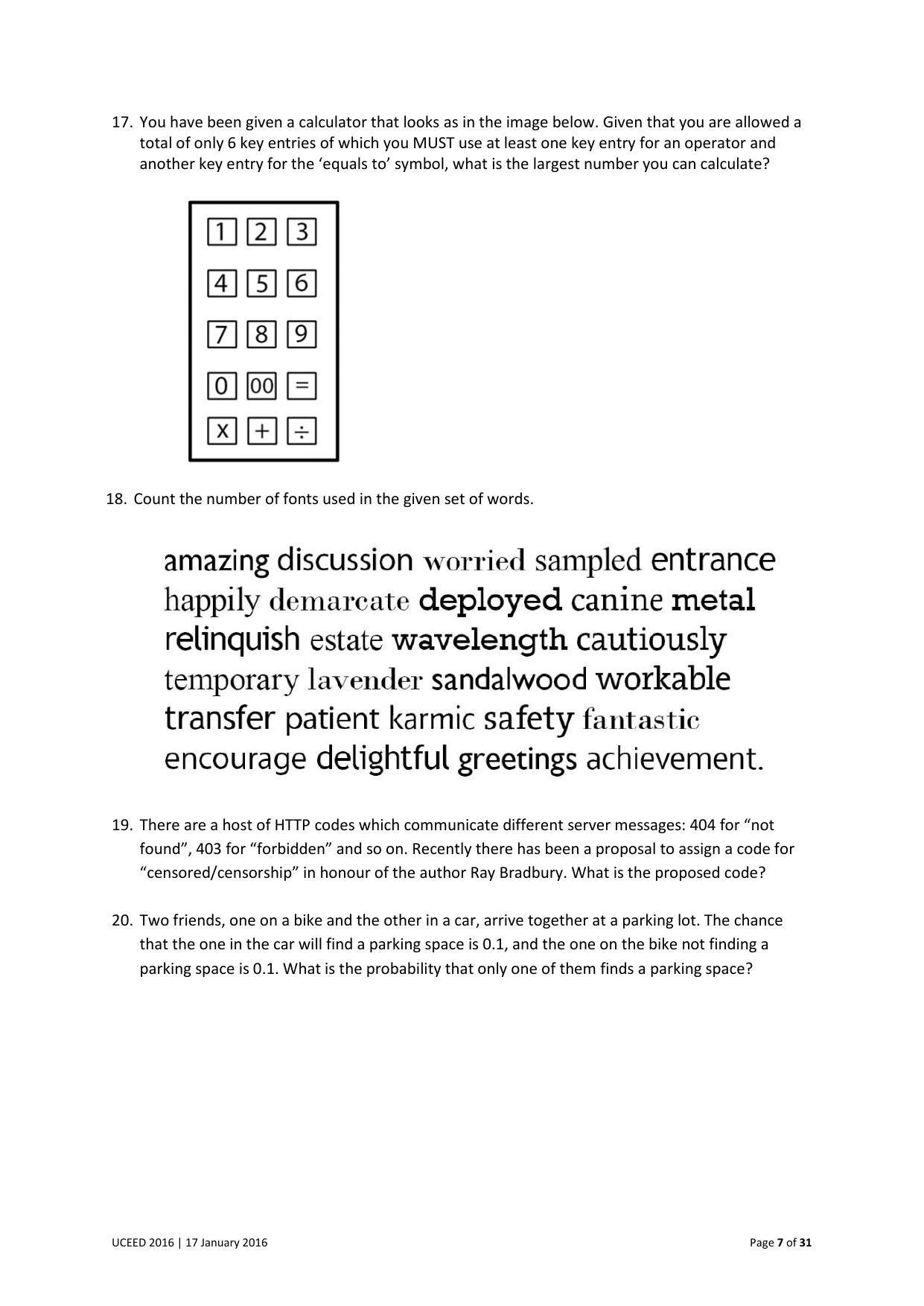 UCEED 2016 Question Paper - Page 7