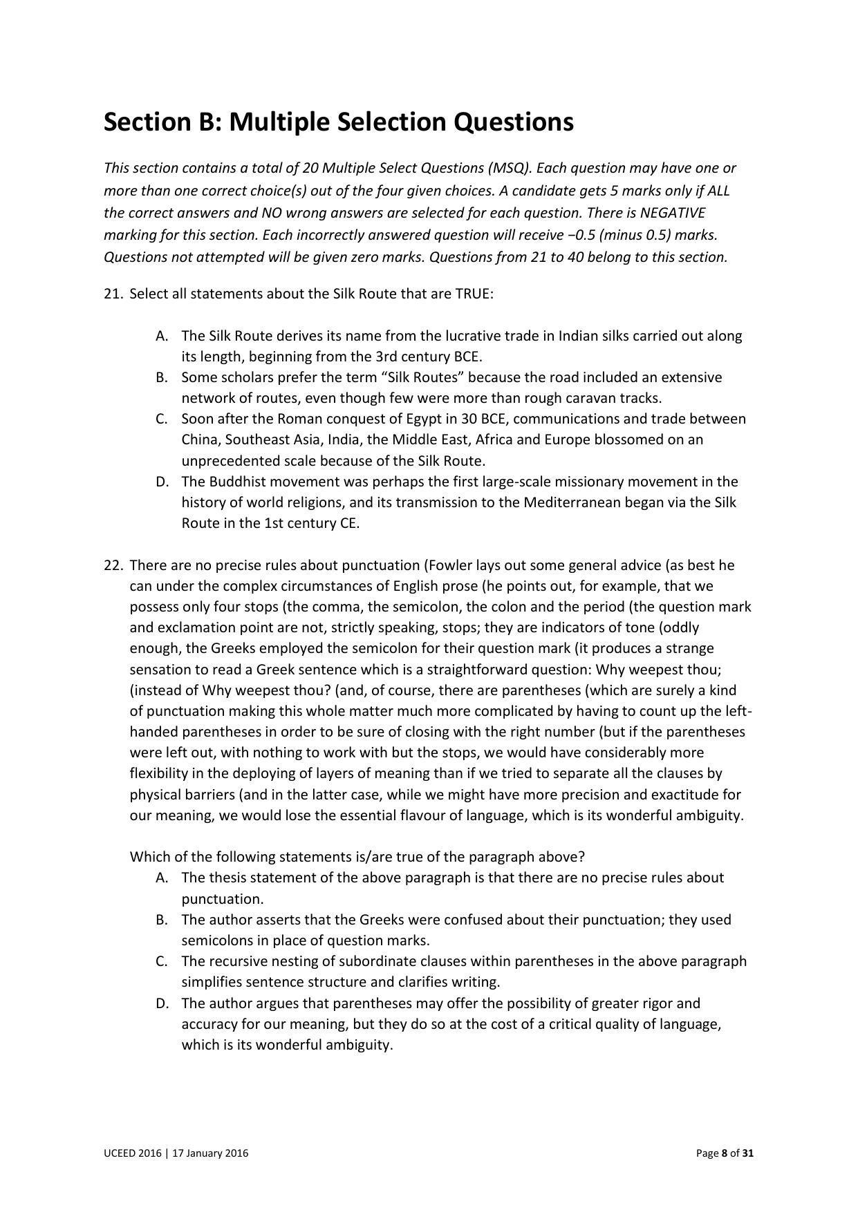 UCEED 2016 Question Paper - Page 8