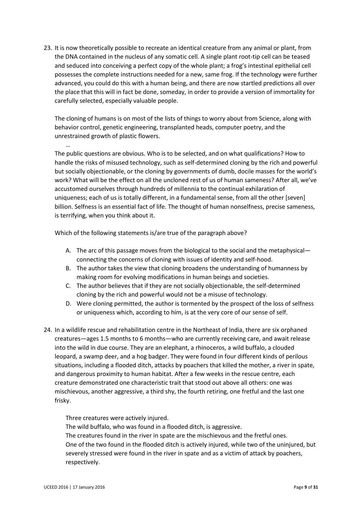 UCEED 2016 Question Paper - Page 9