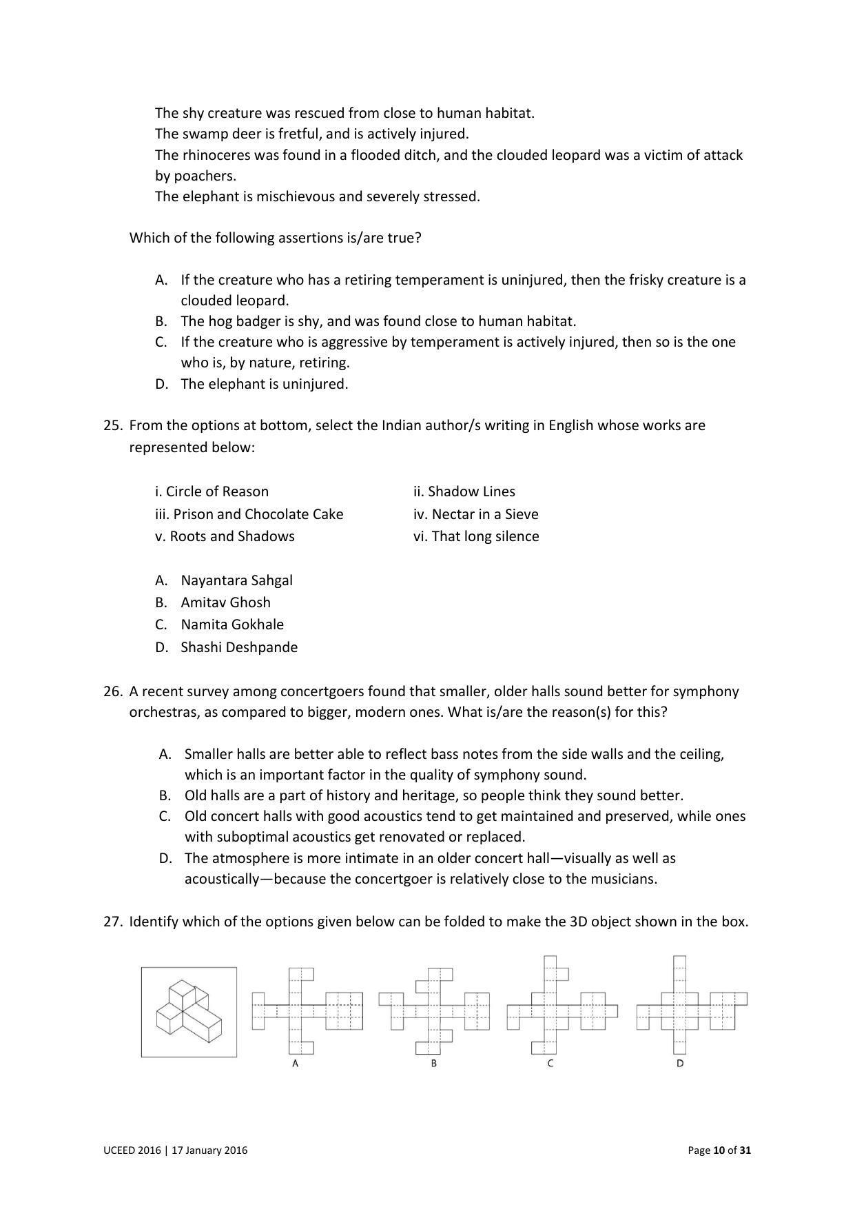 UCEED 2016 Question Paper - Page 10
