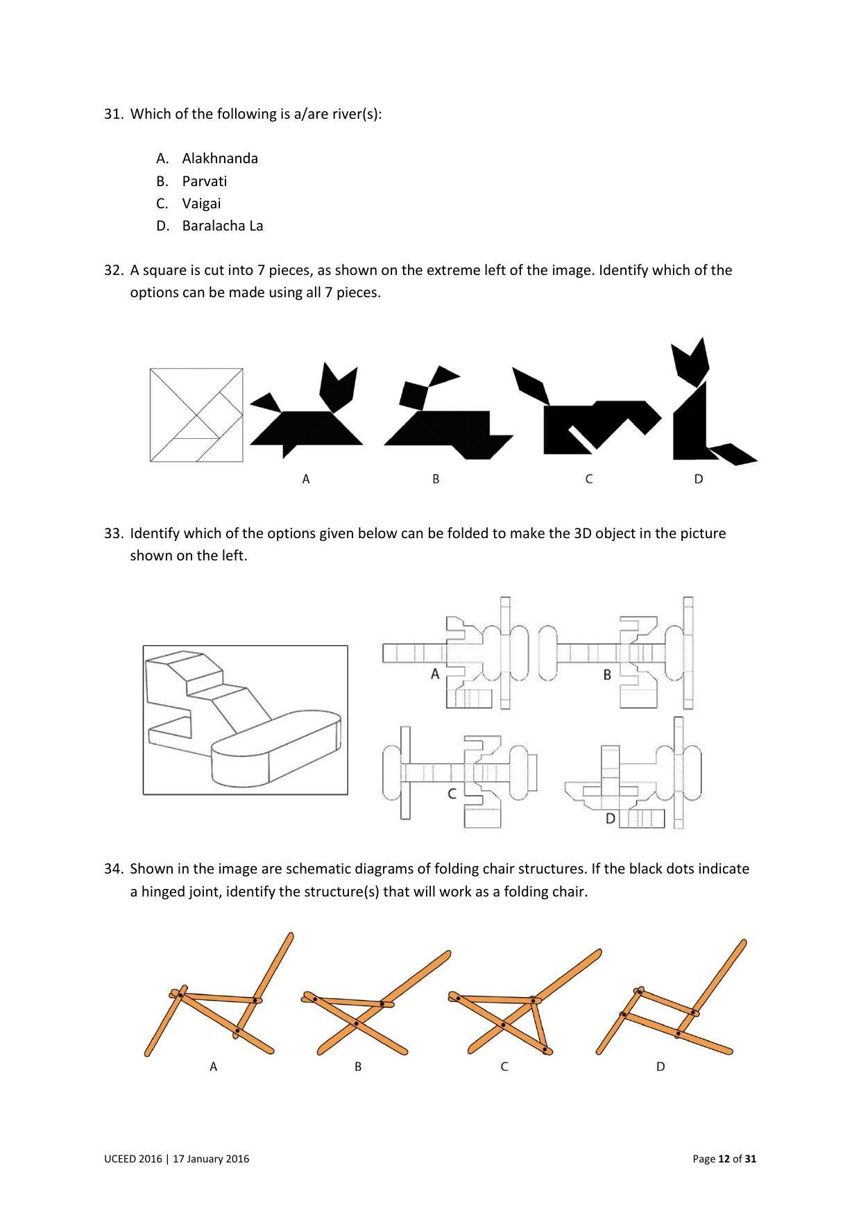 UCEED 2016 Question Paper - Page 12