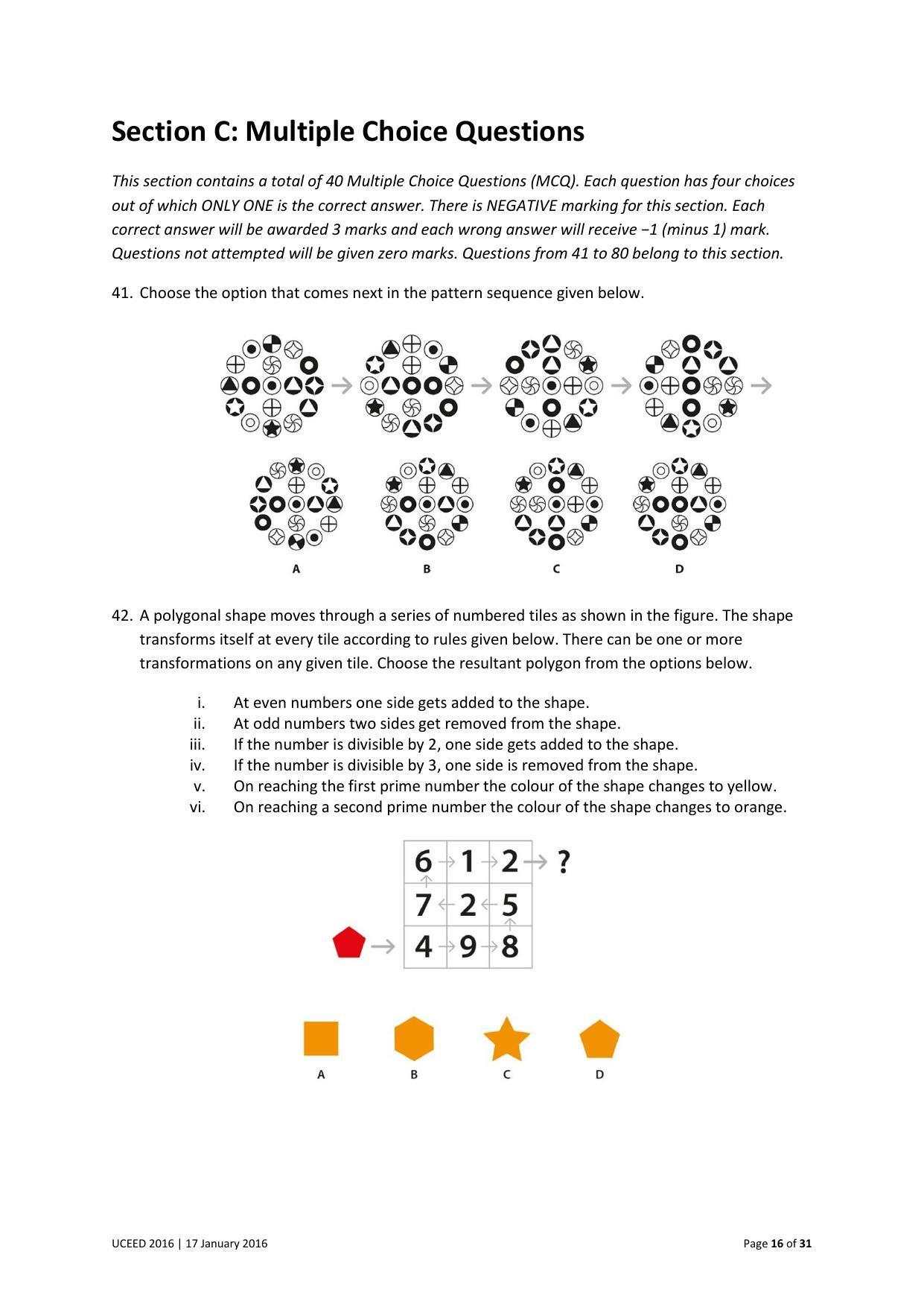 UCEED 2016 Question Paper - Page 16