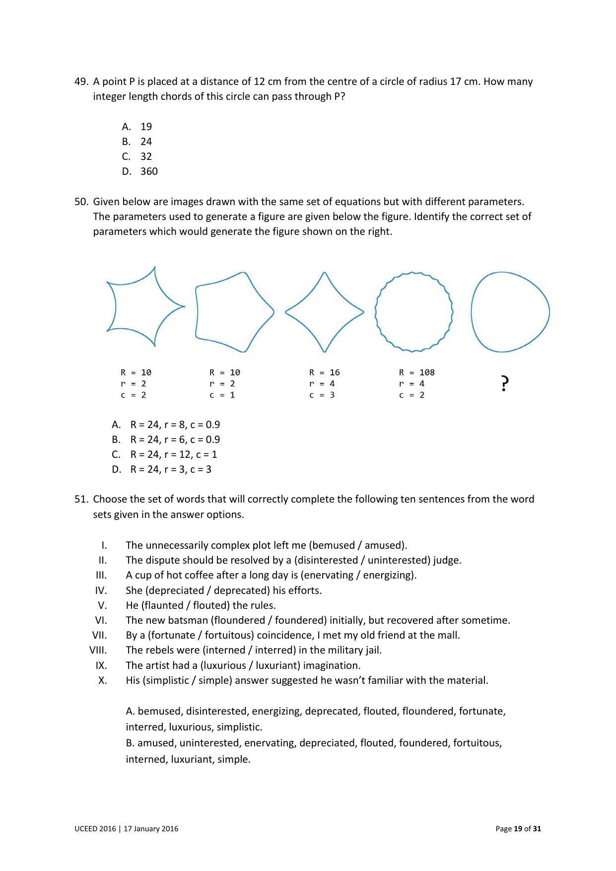UCEED 2016 Question Paper - Page 19