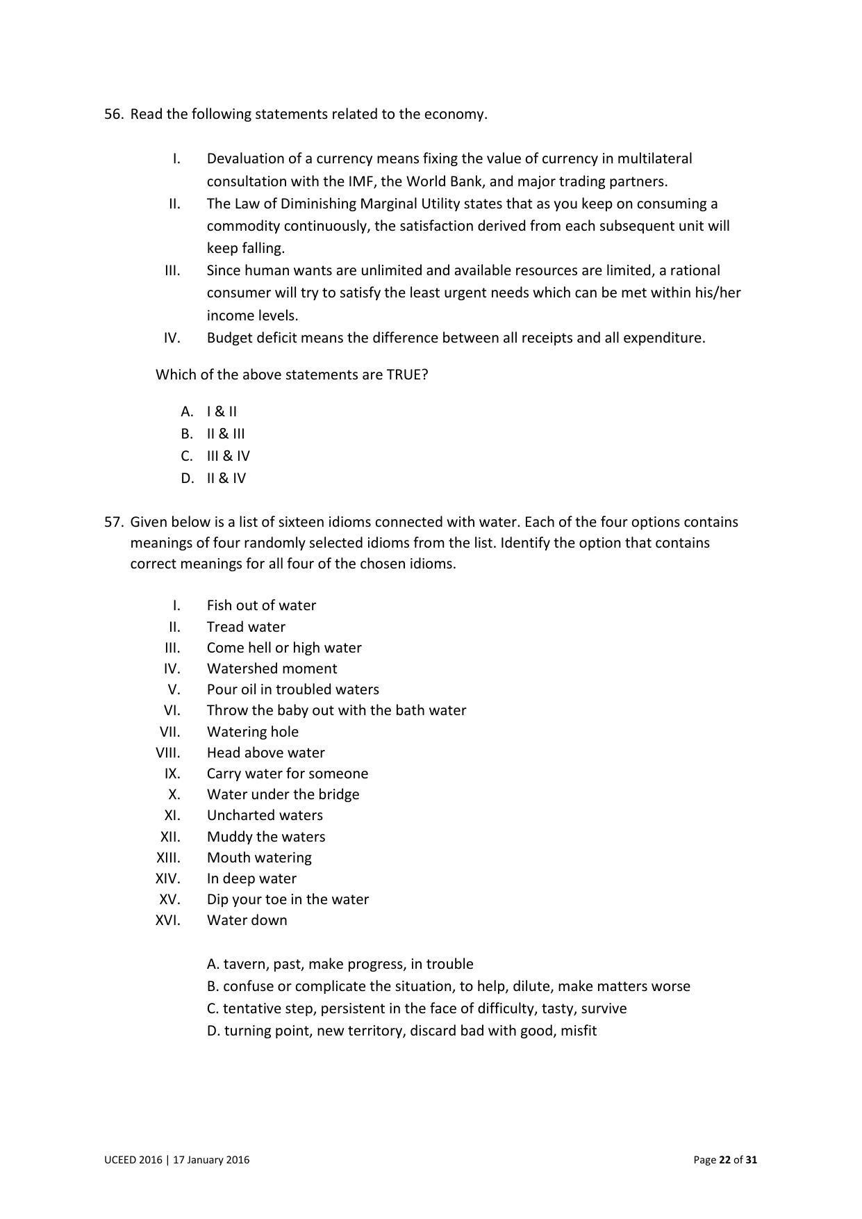 UCEED 2016 Question Paper - Page 22