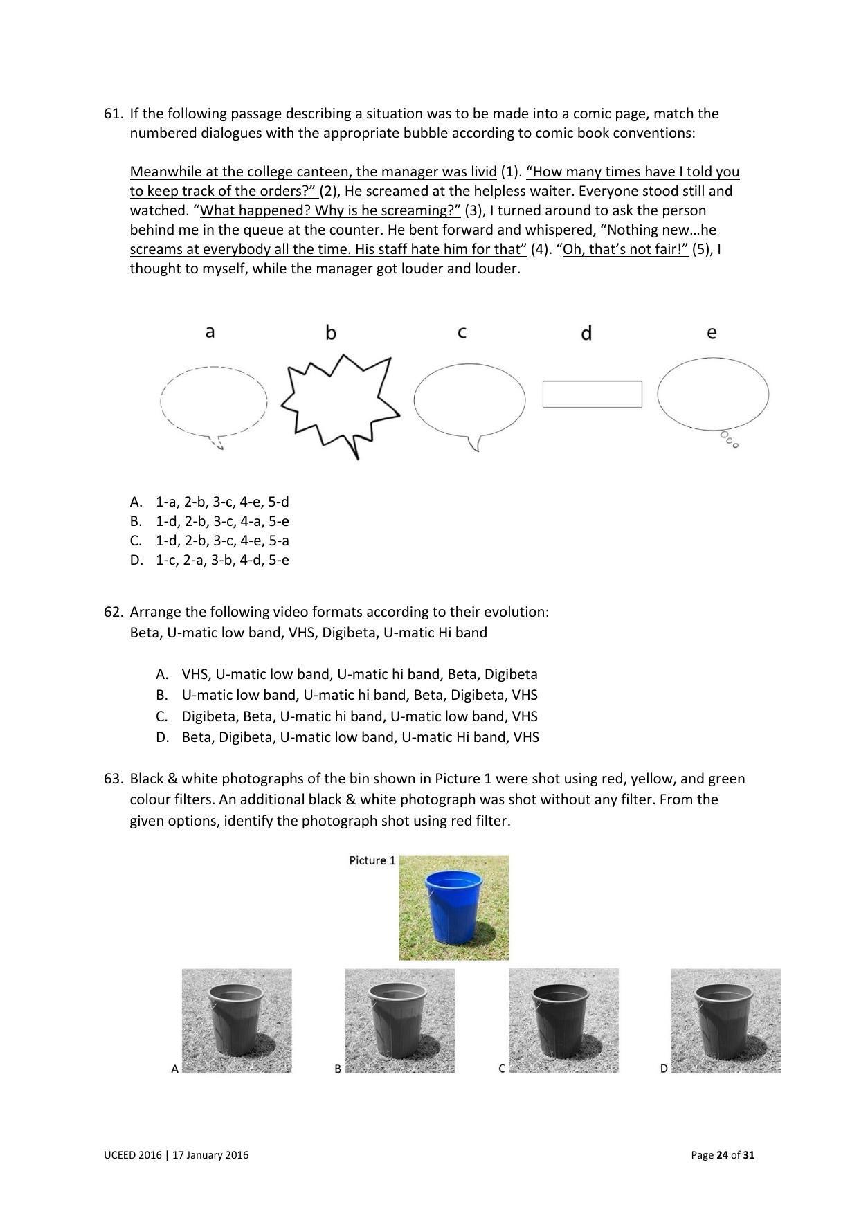 UCEED 2016 Question Paper - Page 24
