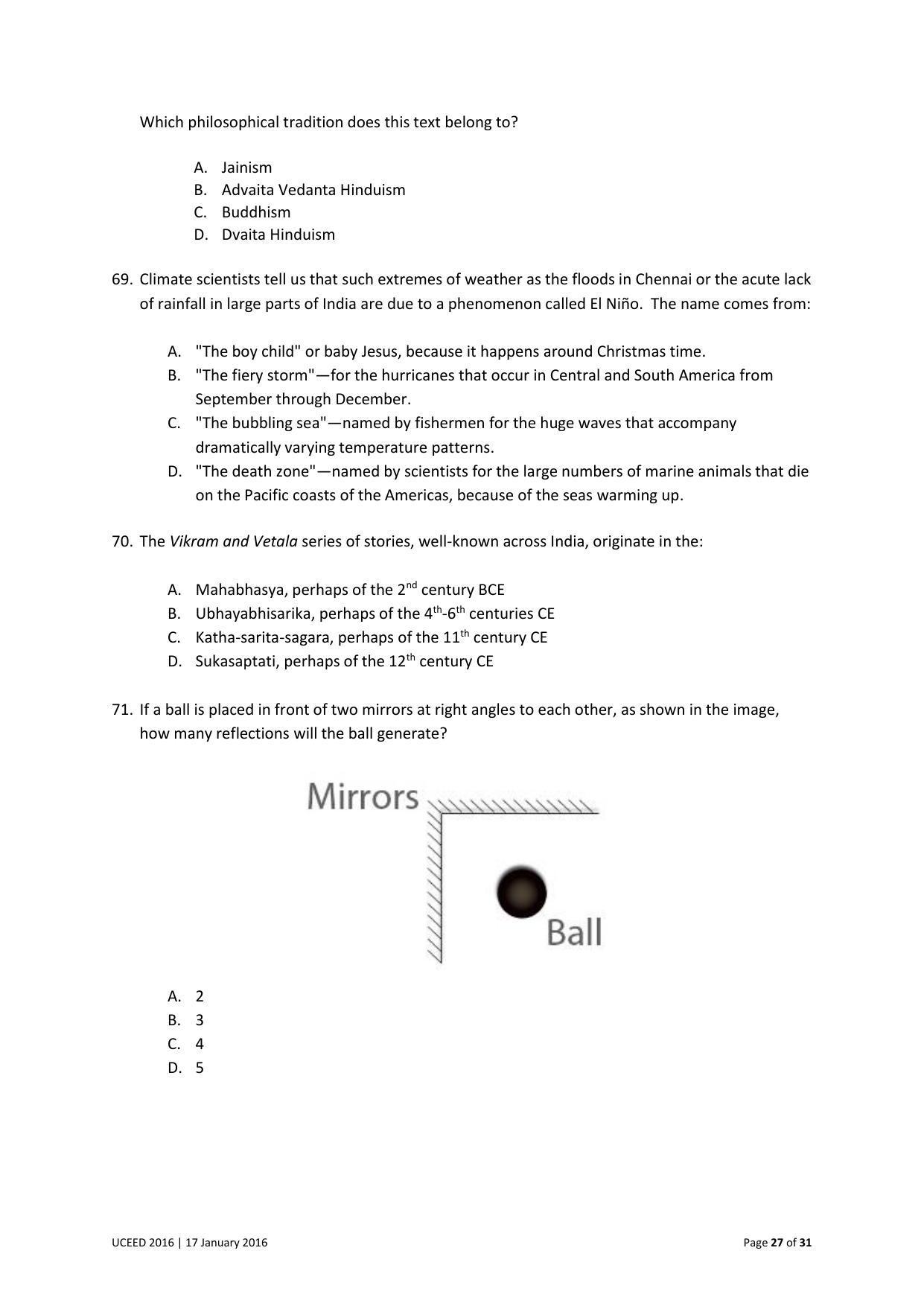 UCEED 2016 Question Paper - Page 27