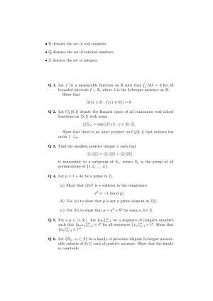 ISI Admission Test JRF in Mathematics MTB 2015 Sample Paper
