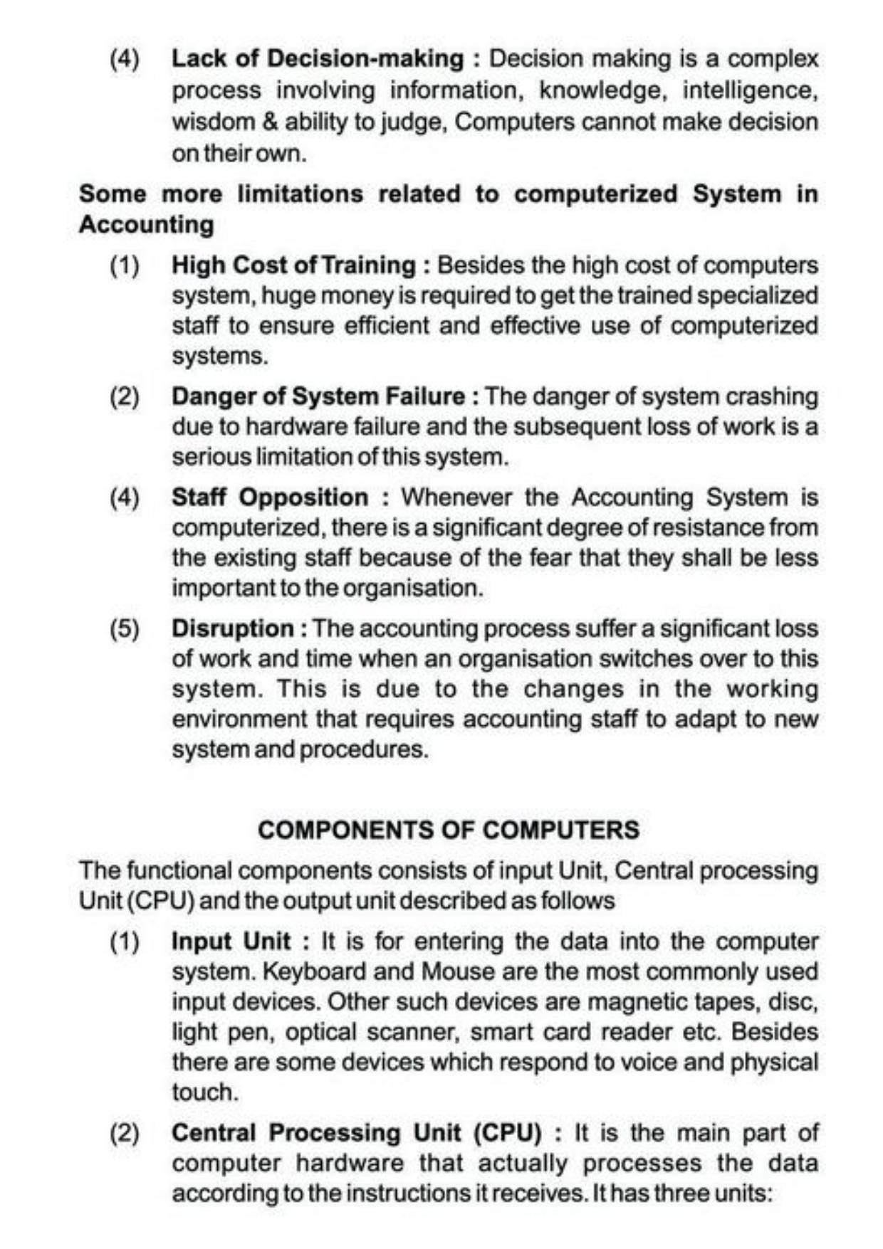 Class 11 Notes, Question & Practice Paper - Accountancy (Topic 11 : Computers in Accounting) - Page 5