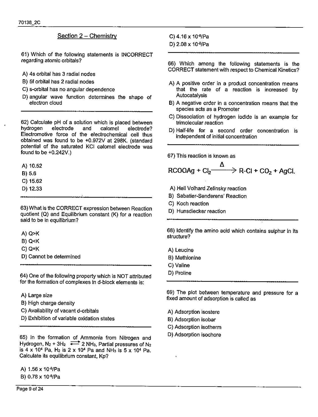 JKBOPEE B.Sc Nursing 2021 Question Papers - Page 9