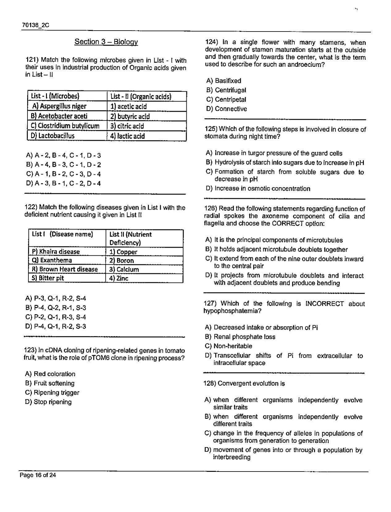 JKBOPEE B.Sc Nursing 2021 Question Papers - Page 16
