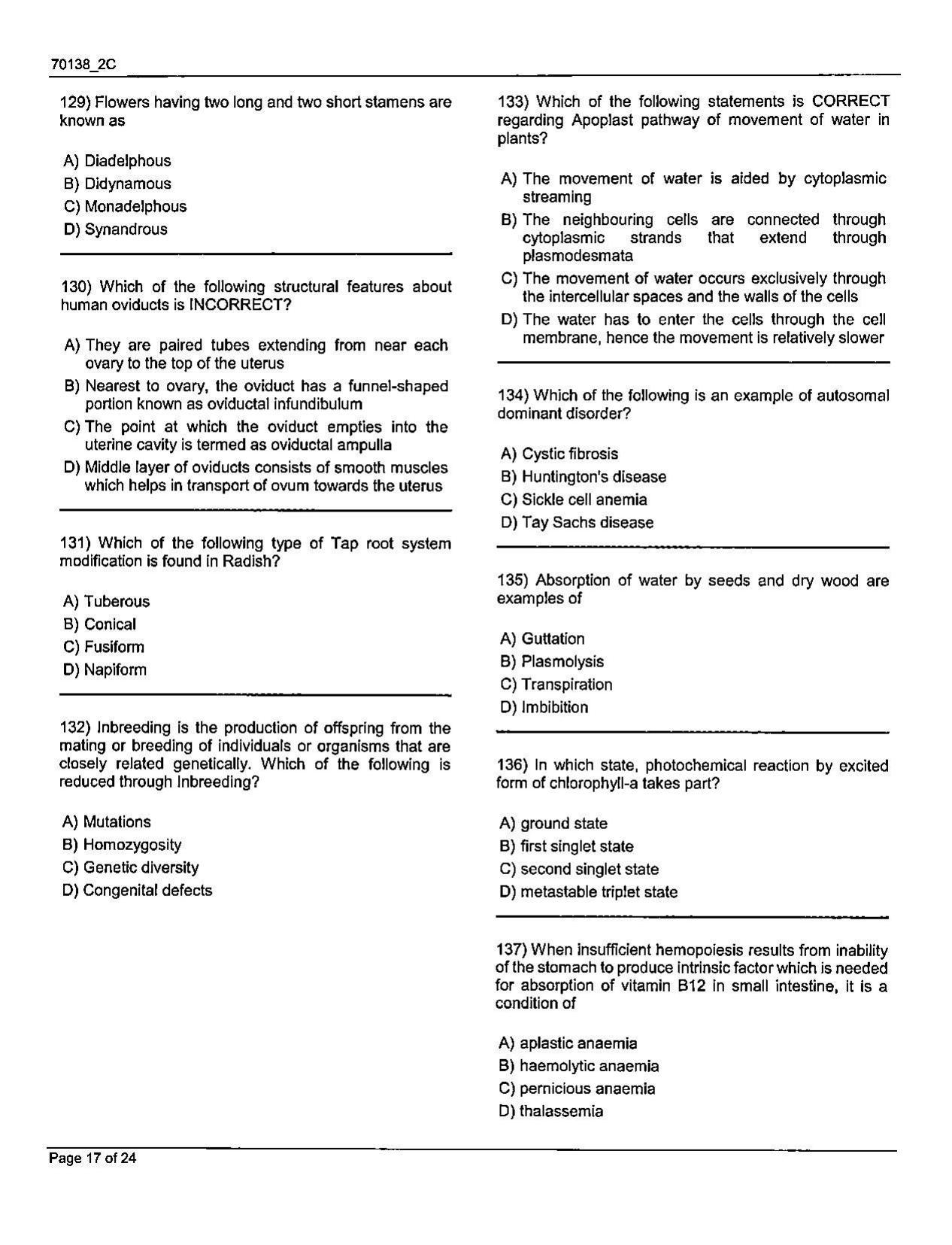 JKBOPEE B.Sc Nursing 2021 Question Papers - Page 17