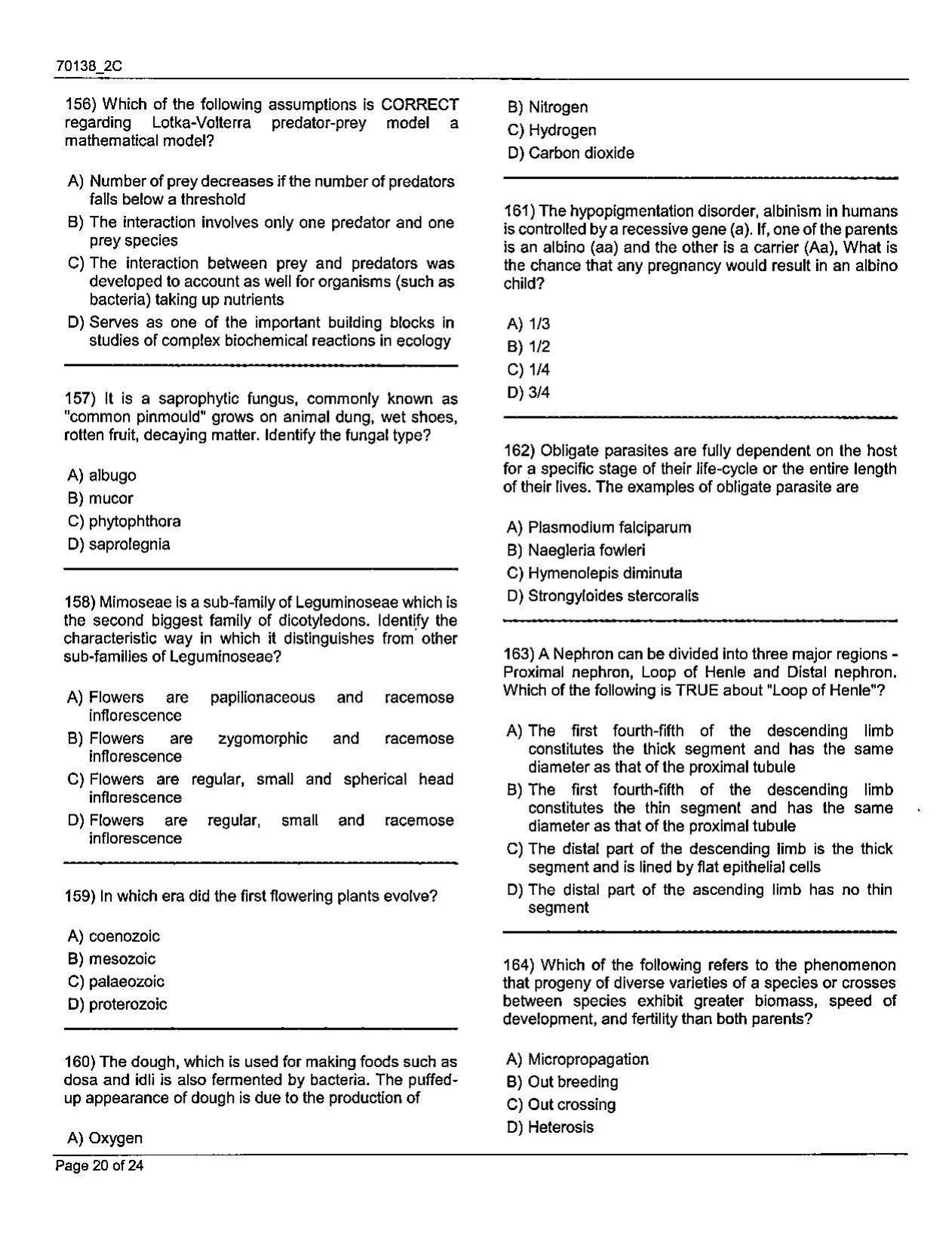 JKBOPEE B.Sc Nursing 2021 Question Papers - Page 20
