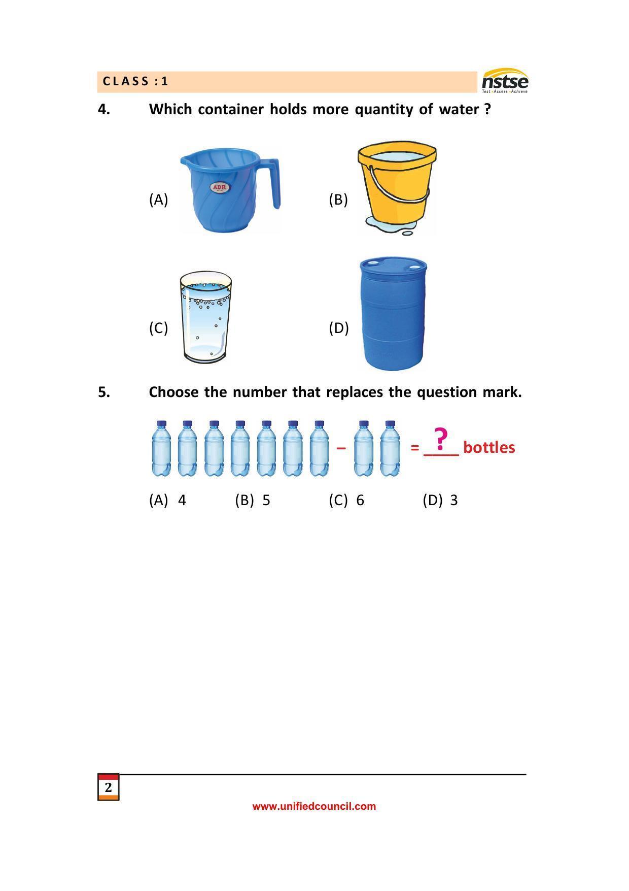 2023 Class 1 NSTSE Sample Question Papers - Page 2
